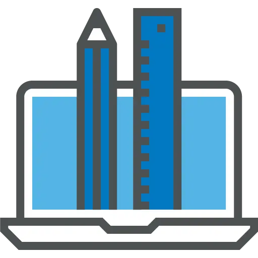 Laptop with Pencil and Ruler Icon for Design