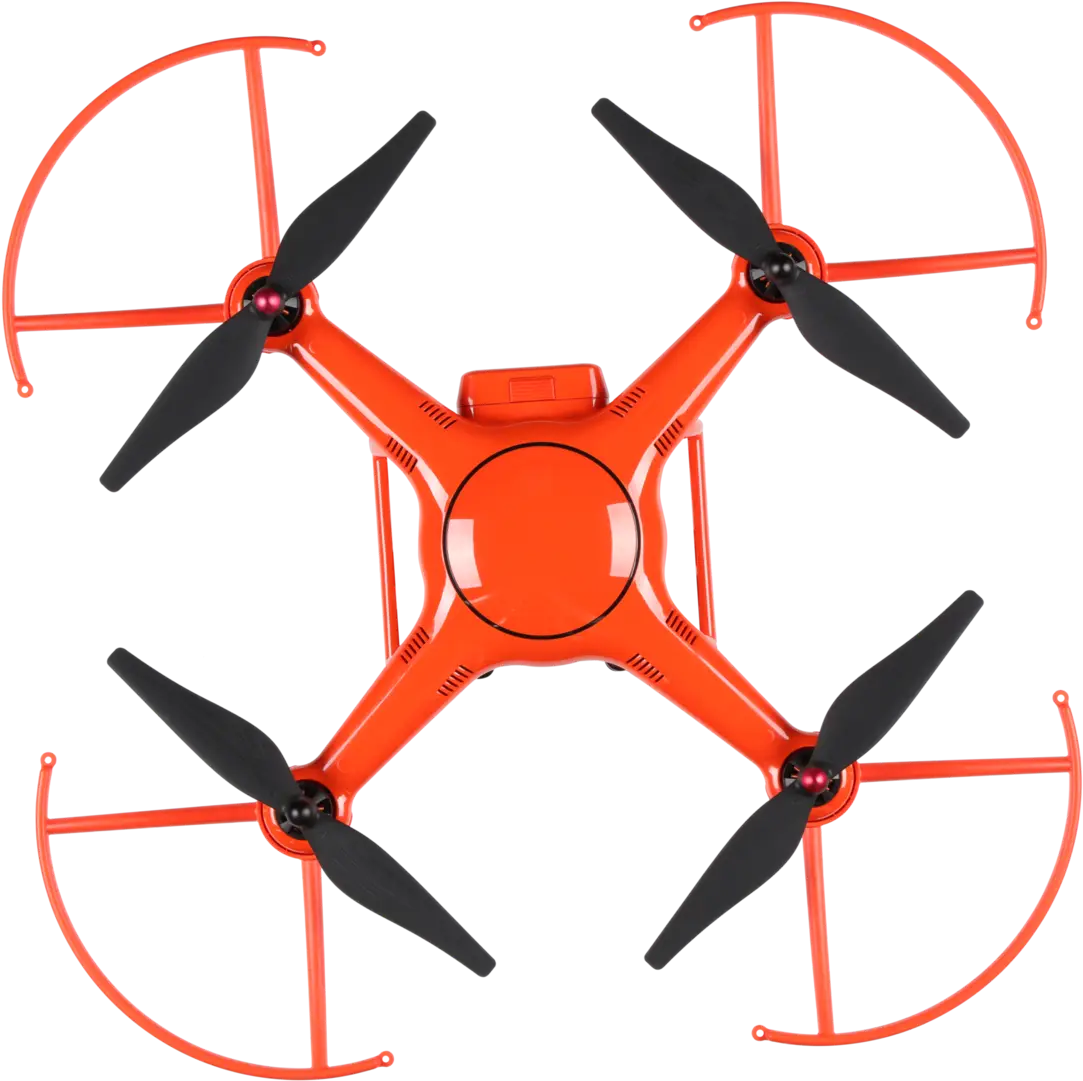 Red Drone Quadcopter with Four Rotors