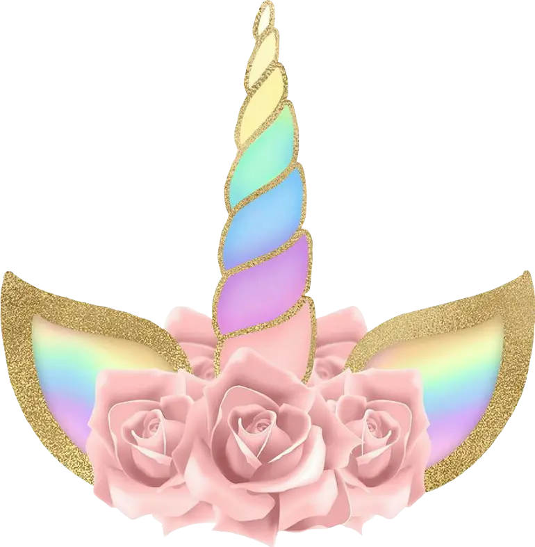 Colorful Unicorn Horn with Roses