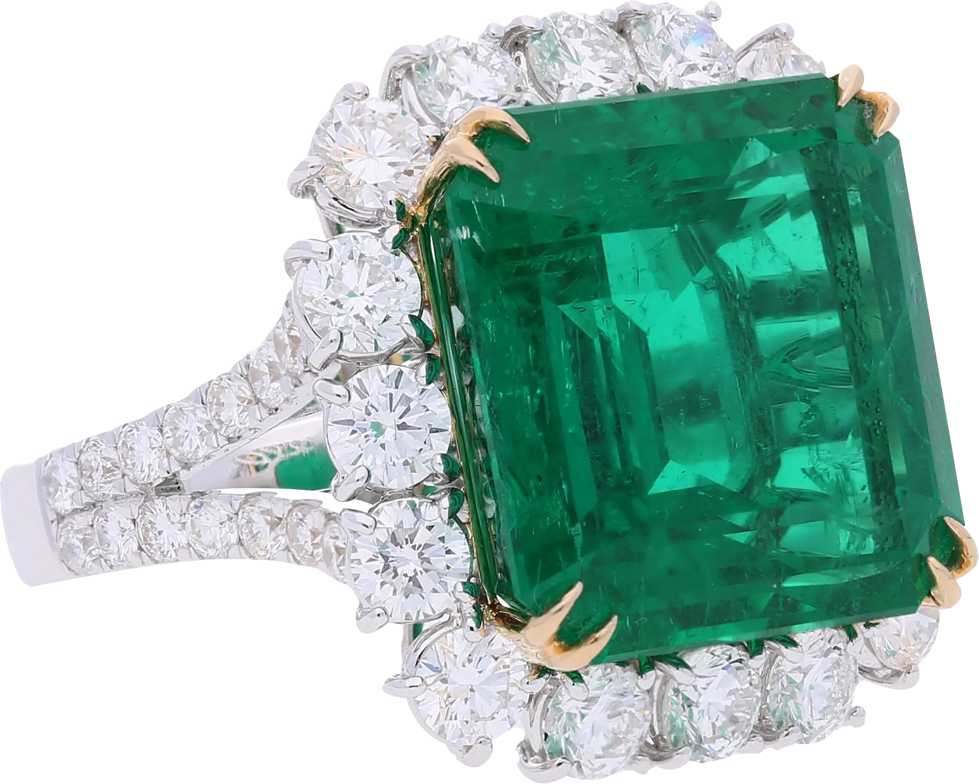 Emerald Gemstone Ring with Diamond Accents