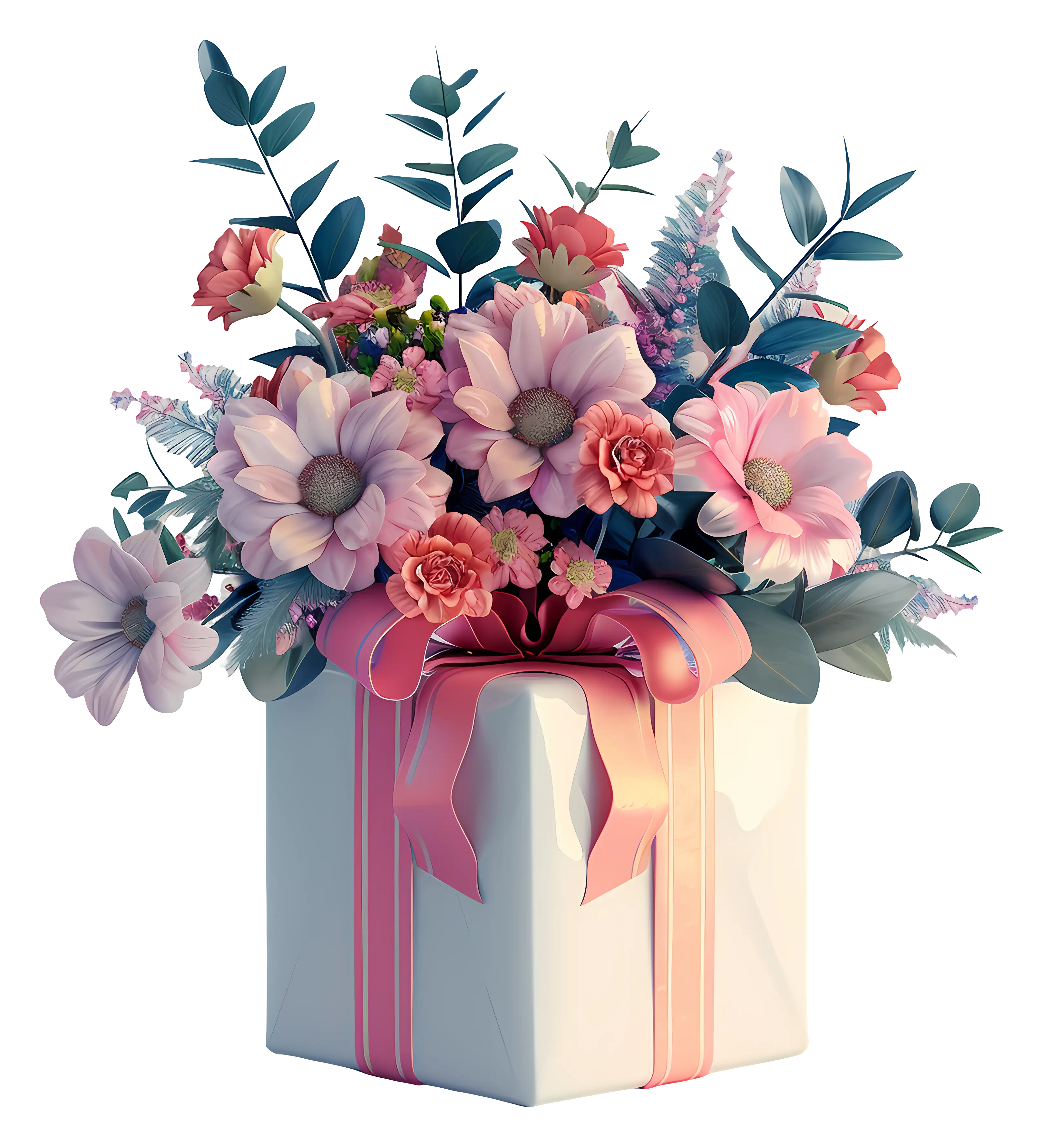 Flower Bouquet Arranged in a Gift Box