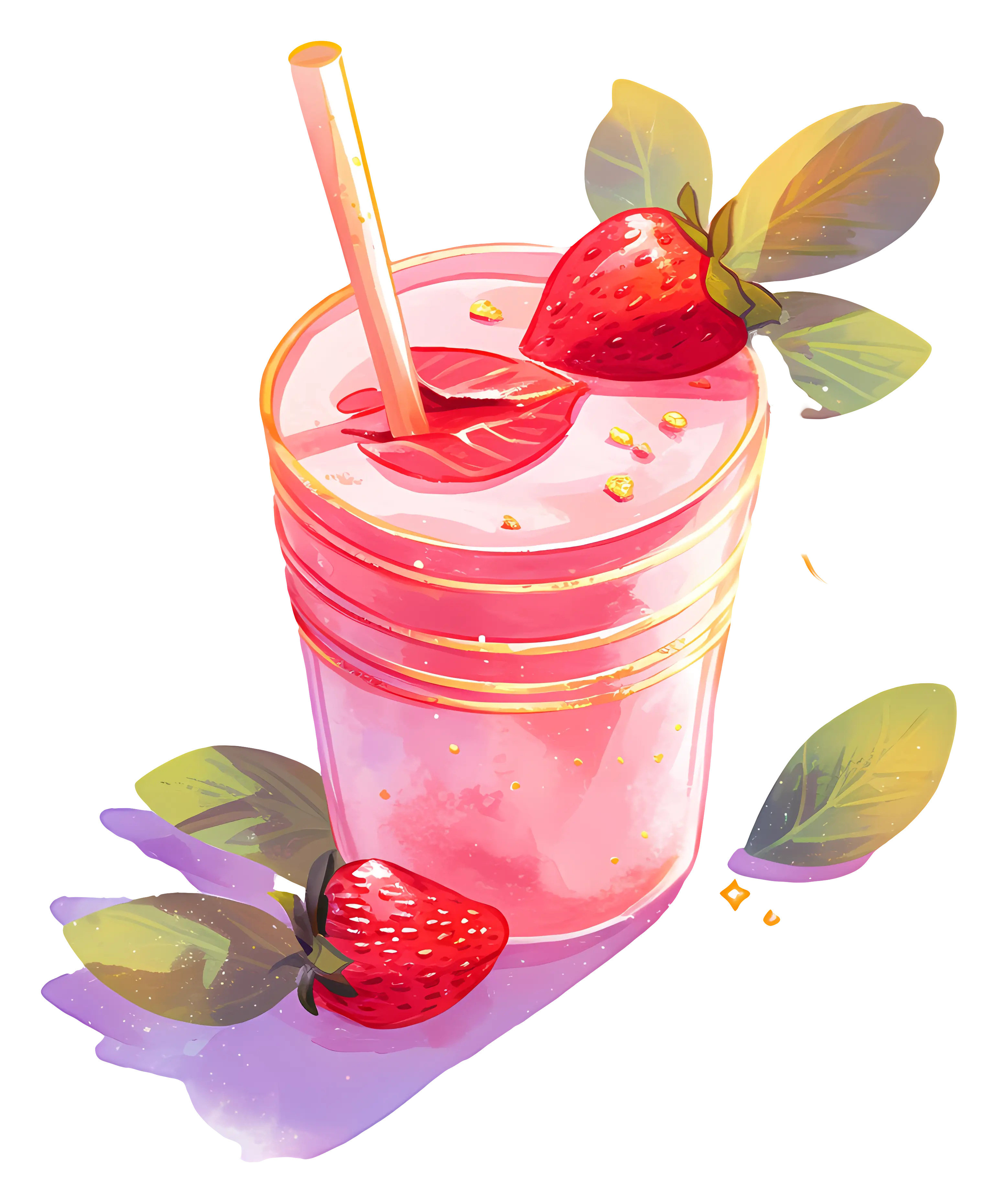 Refreshing Strawberry Smoothie Illustration