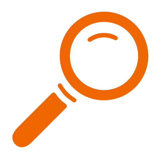 Orange Magnifying Glass Icon for Search Tools