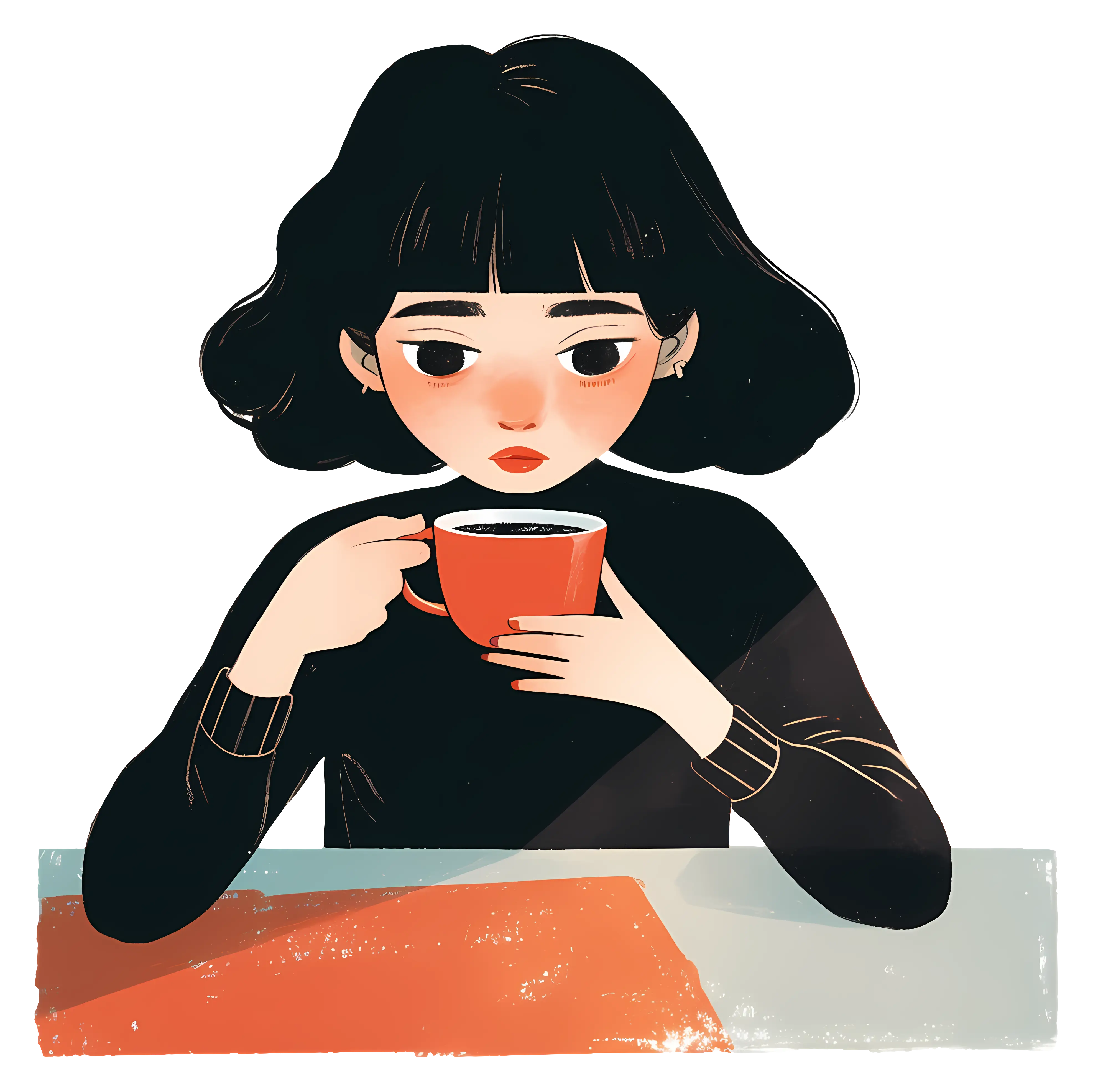 Girl with Cup in Relaxed Mood