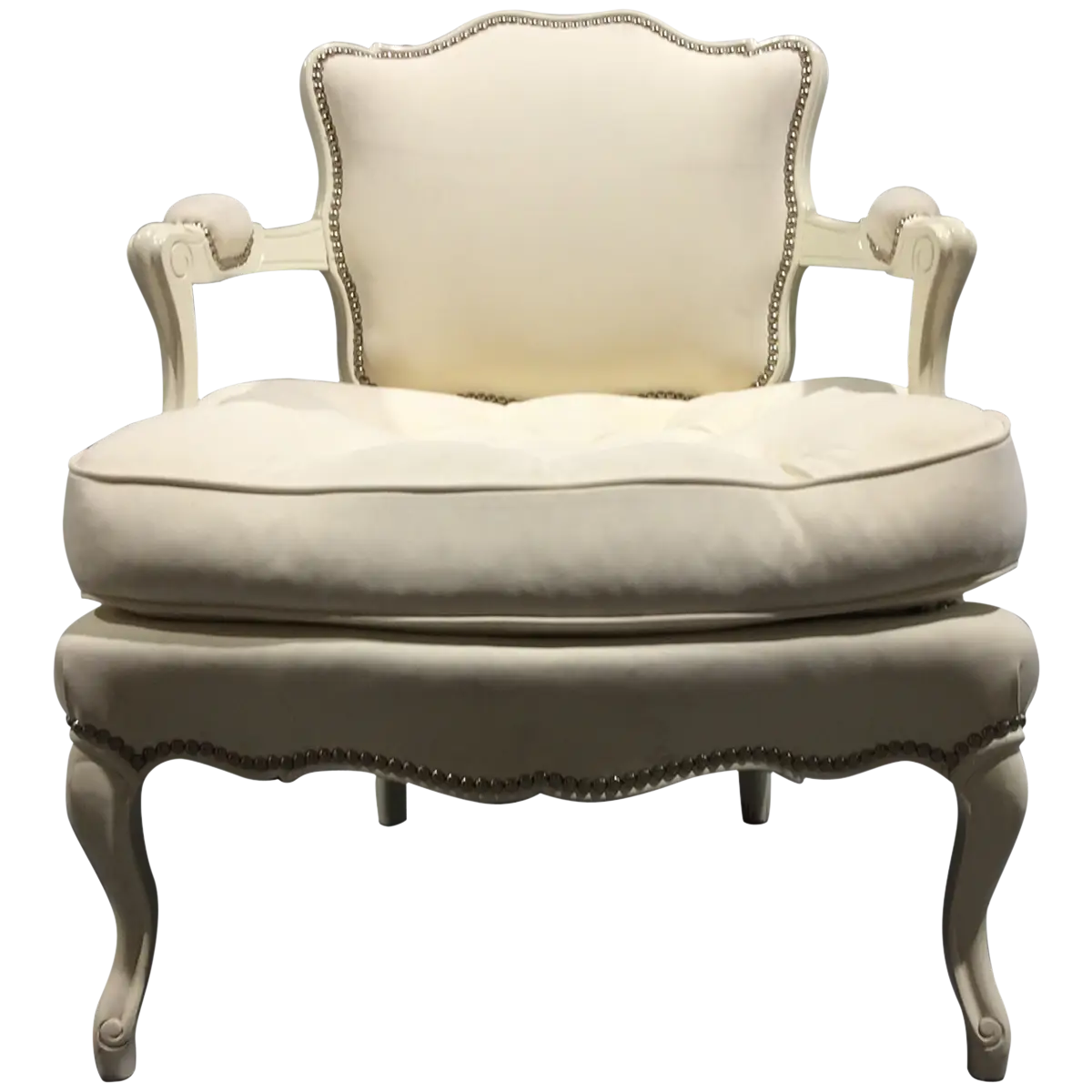 White Vintage Armchair with Cushion