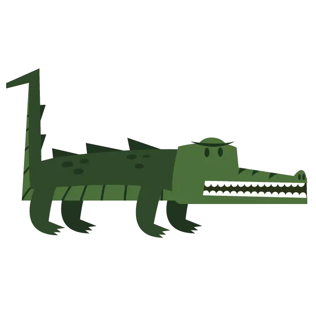Cartoon Crocodile Illustration in Green