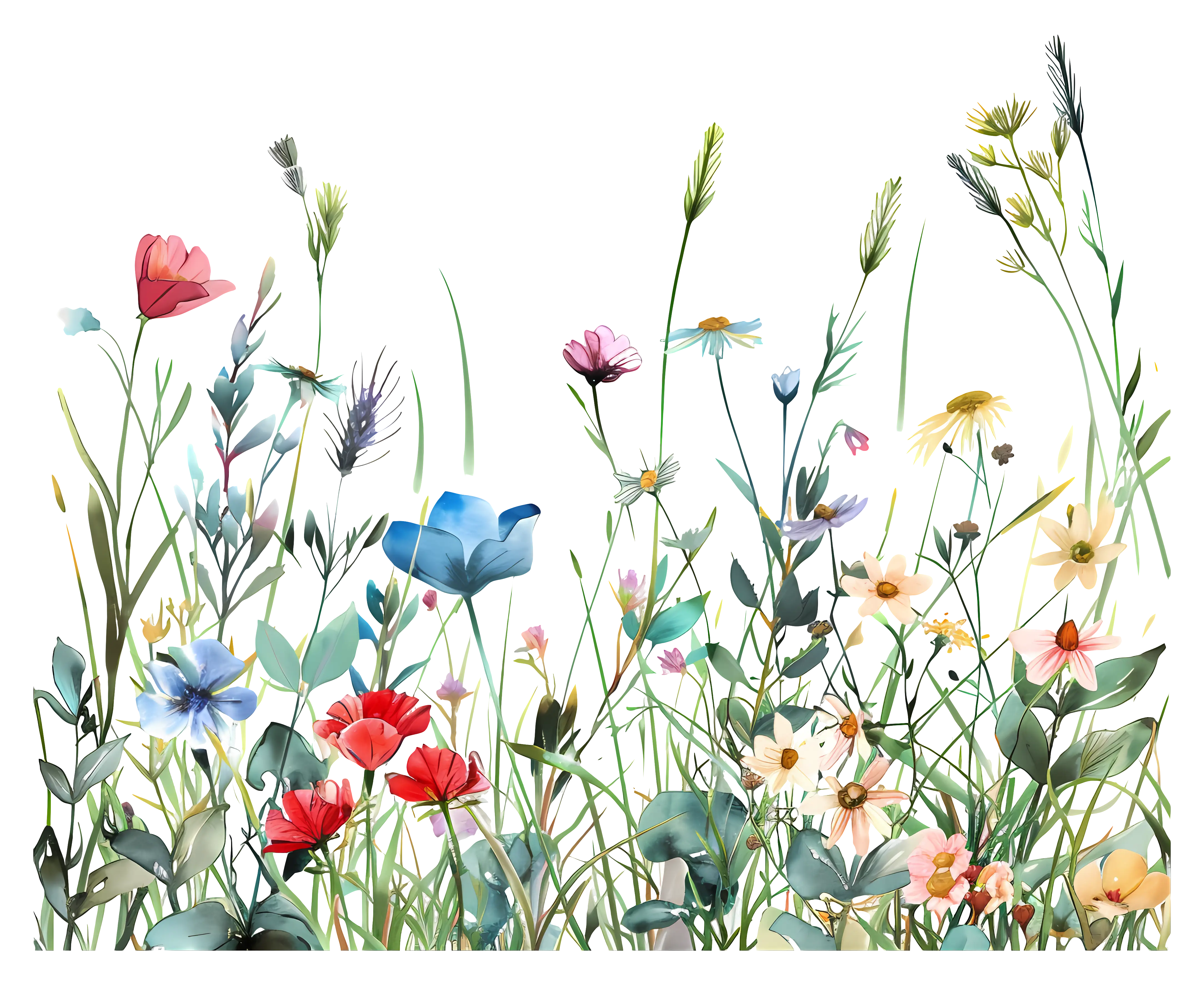 Illustration of Wildflowers and Grass