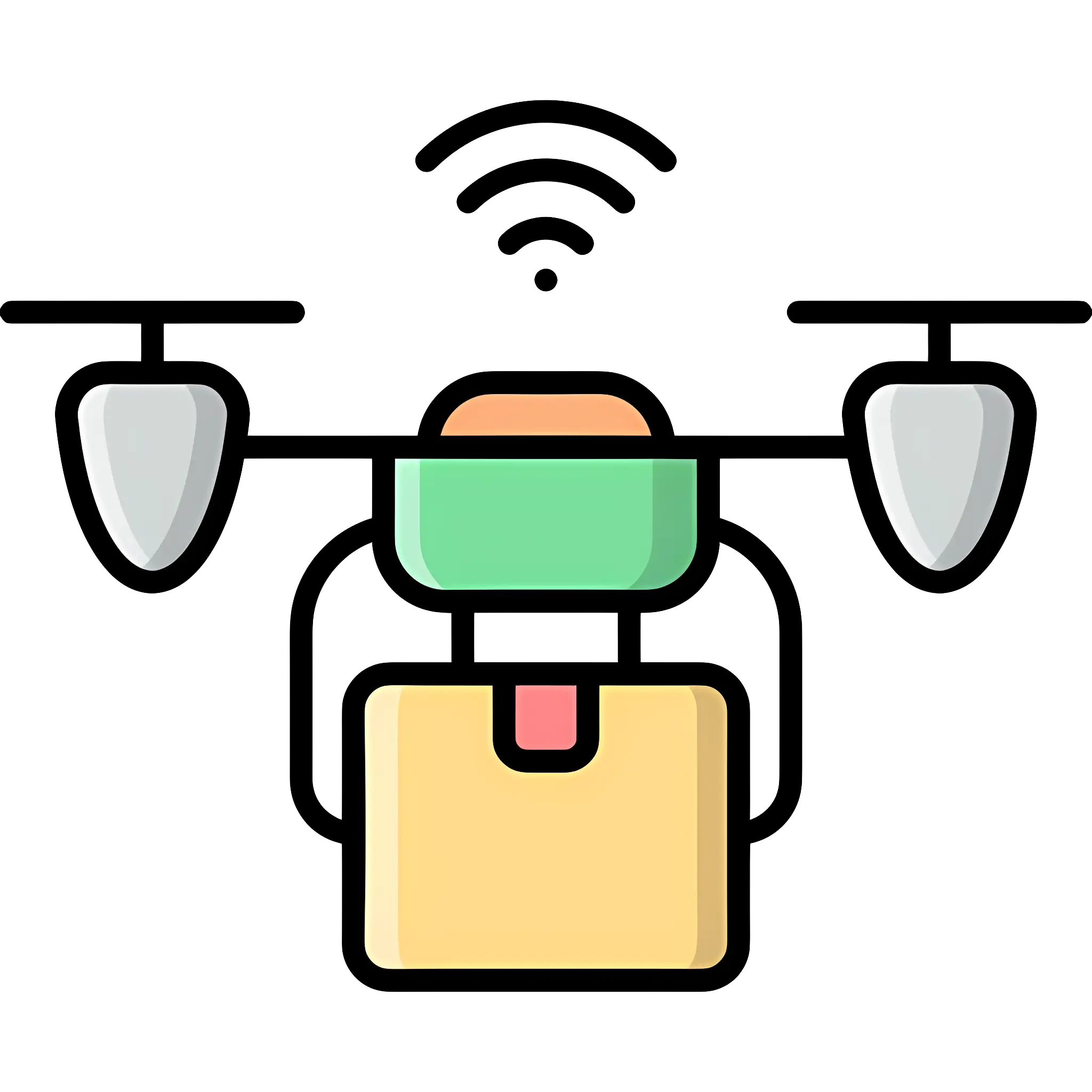 Flying Drone with Delivery Package