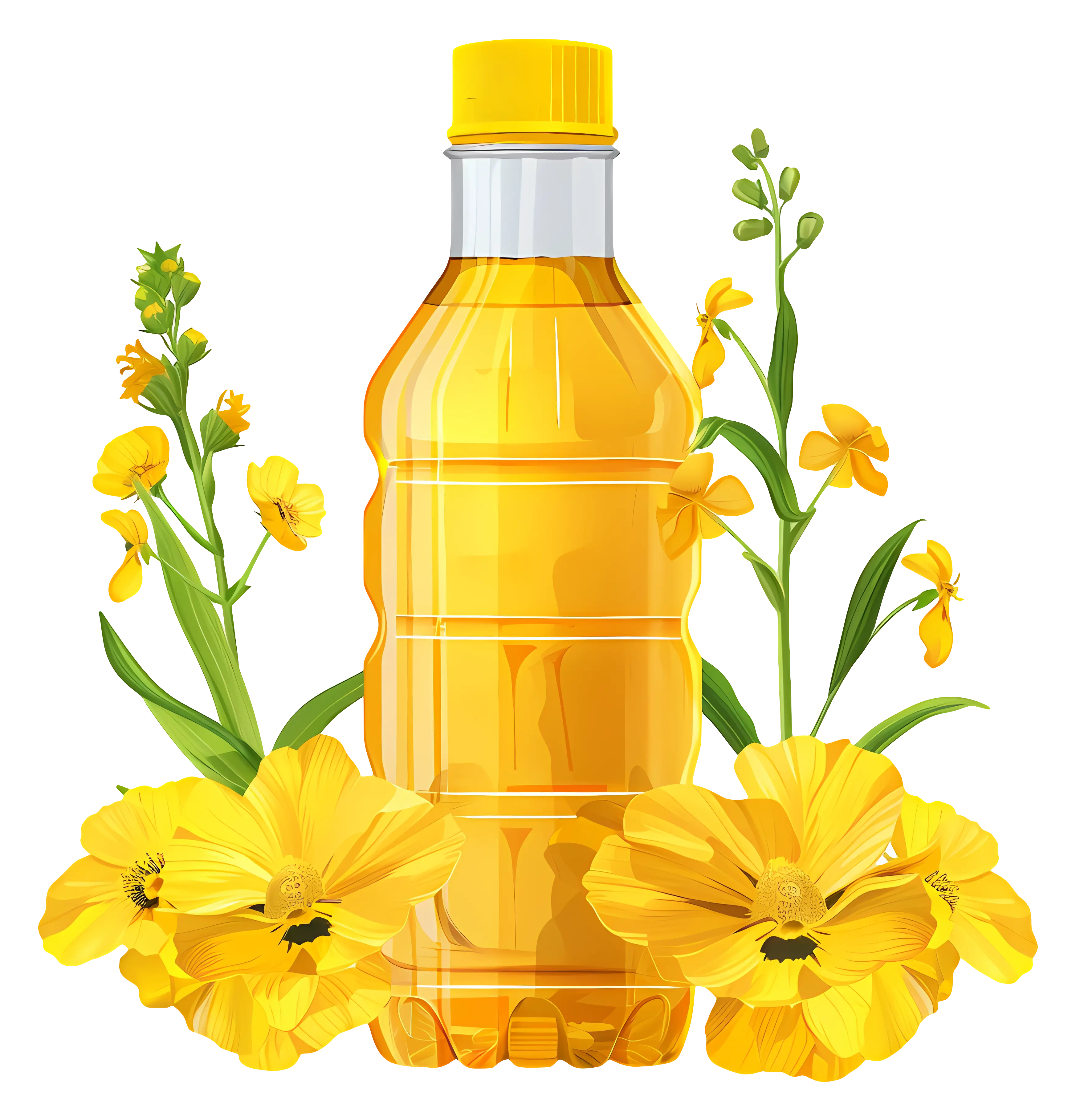 Cooking Oil Bottle with Yellow Flowers