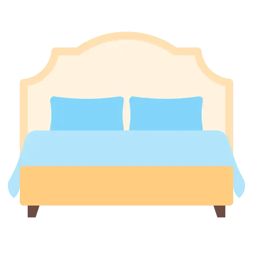 Bed with Blue Pillows Illustration