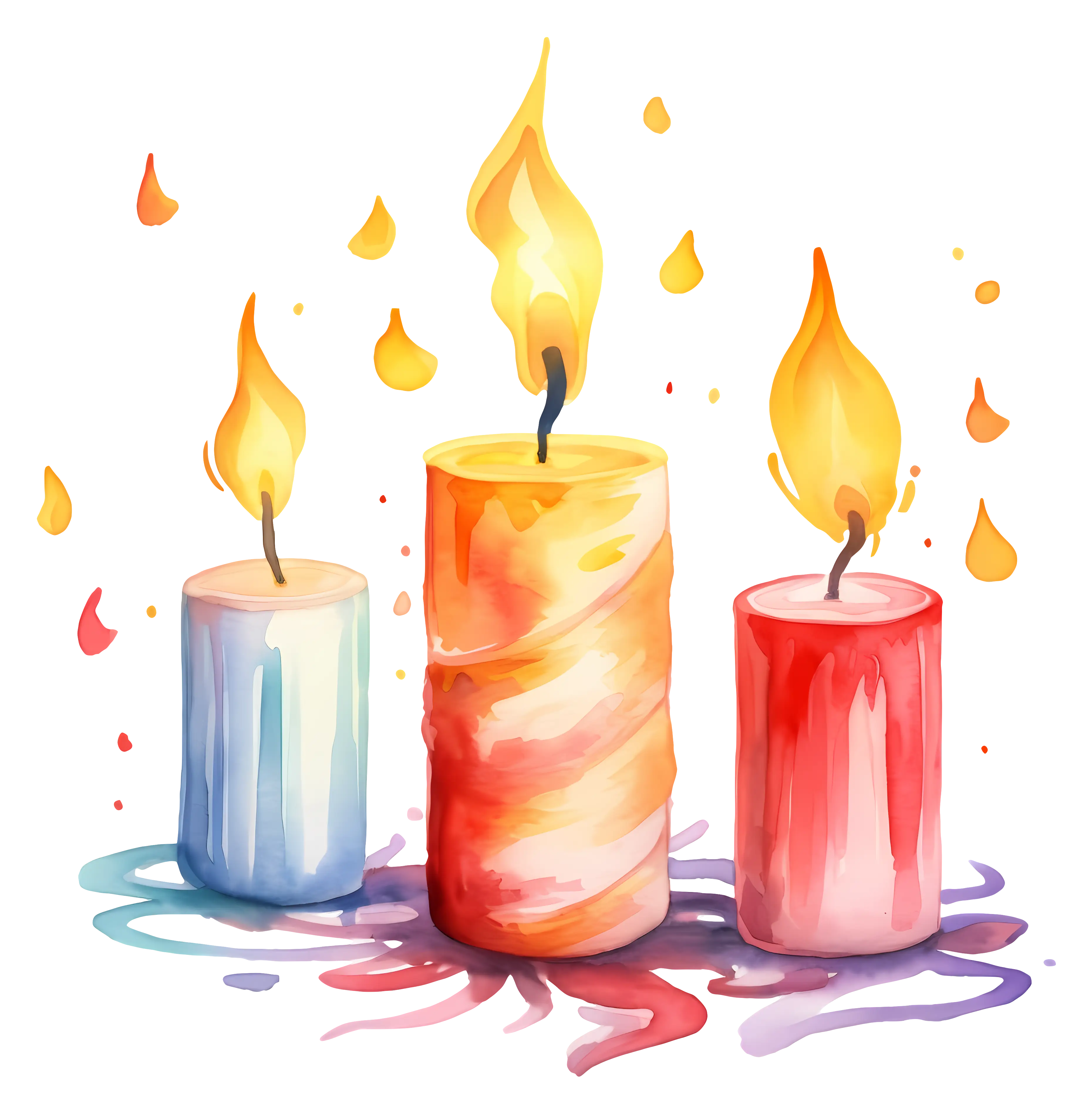 Lit Colorful Candles with Warm Glow
