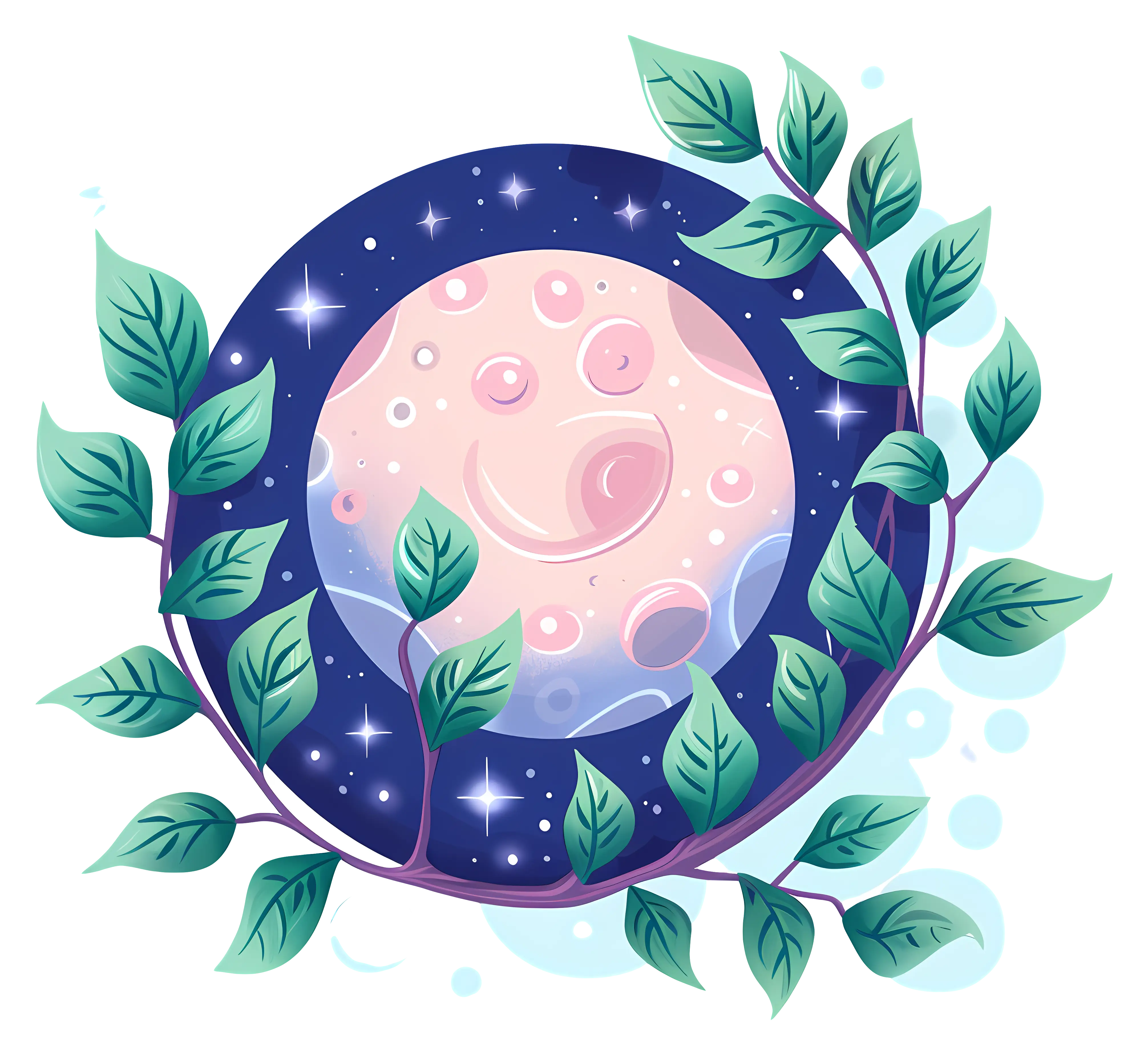 Moon Surrounded by Leaves