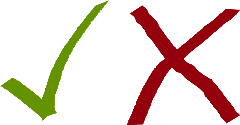 Green Checkmark and Red Cross Symbols