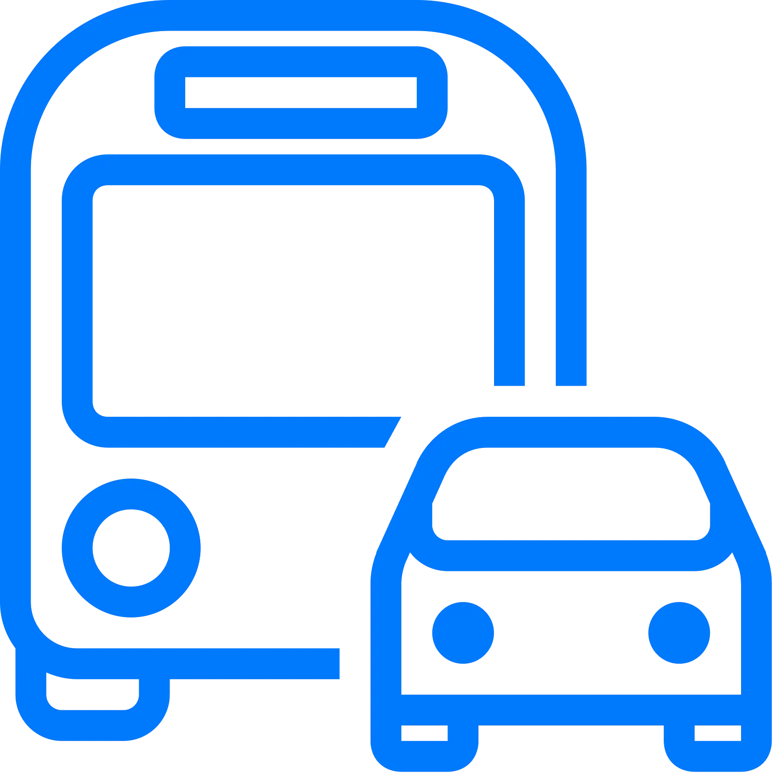Transport Icons of Bus and Car
