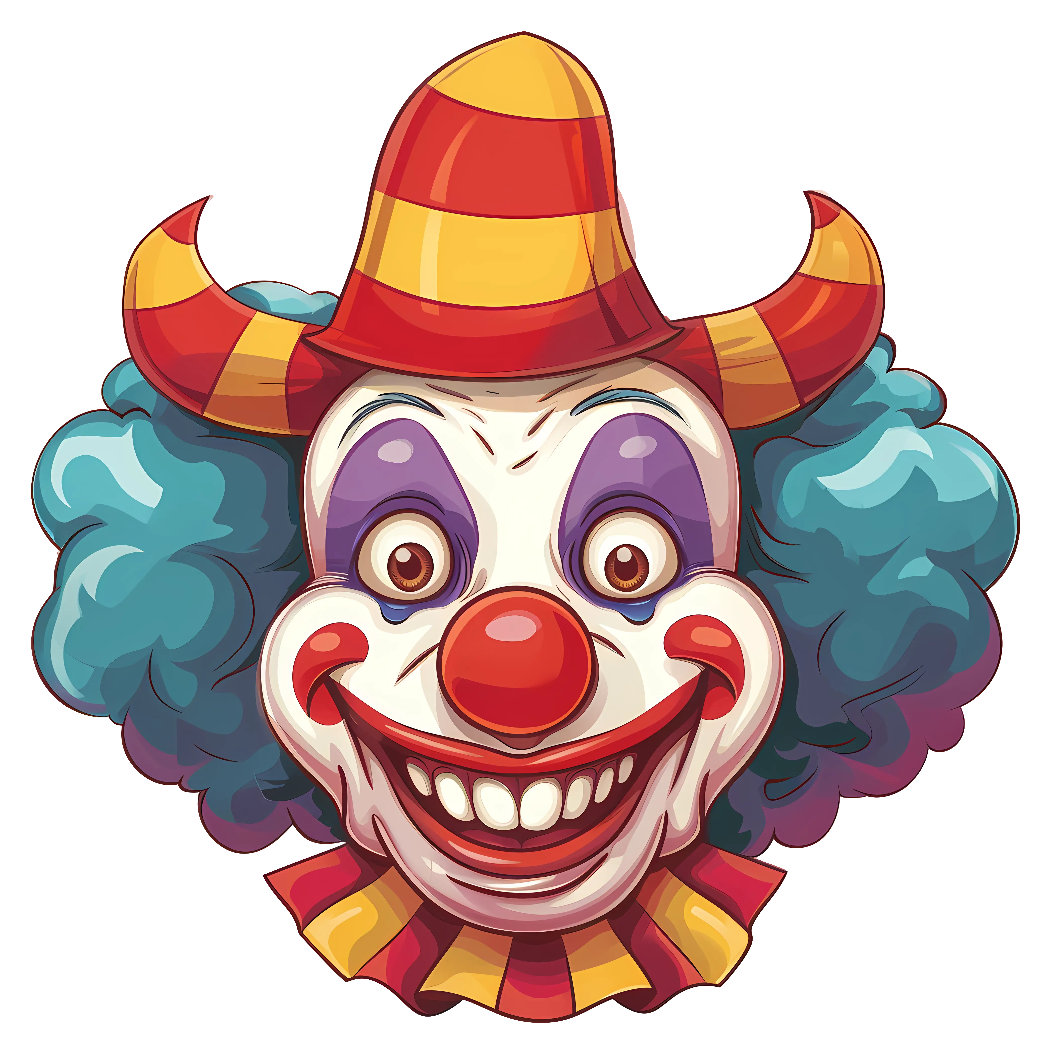 Cheerful Clown Face Illustration with Bright Colors