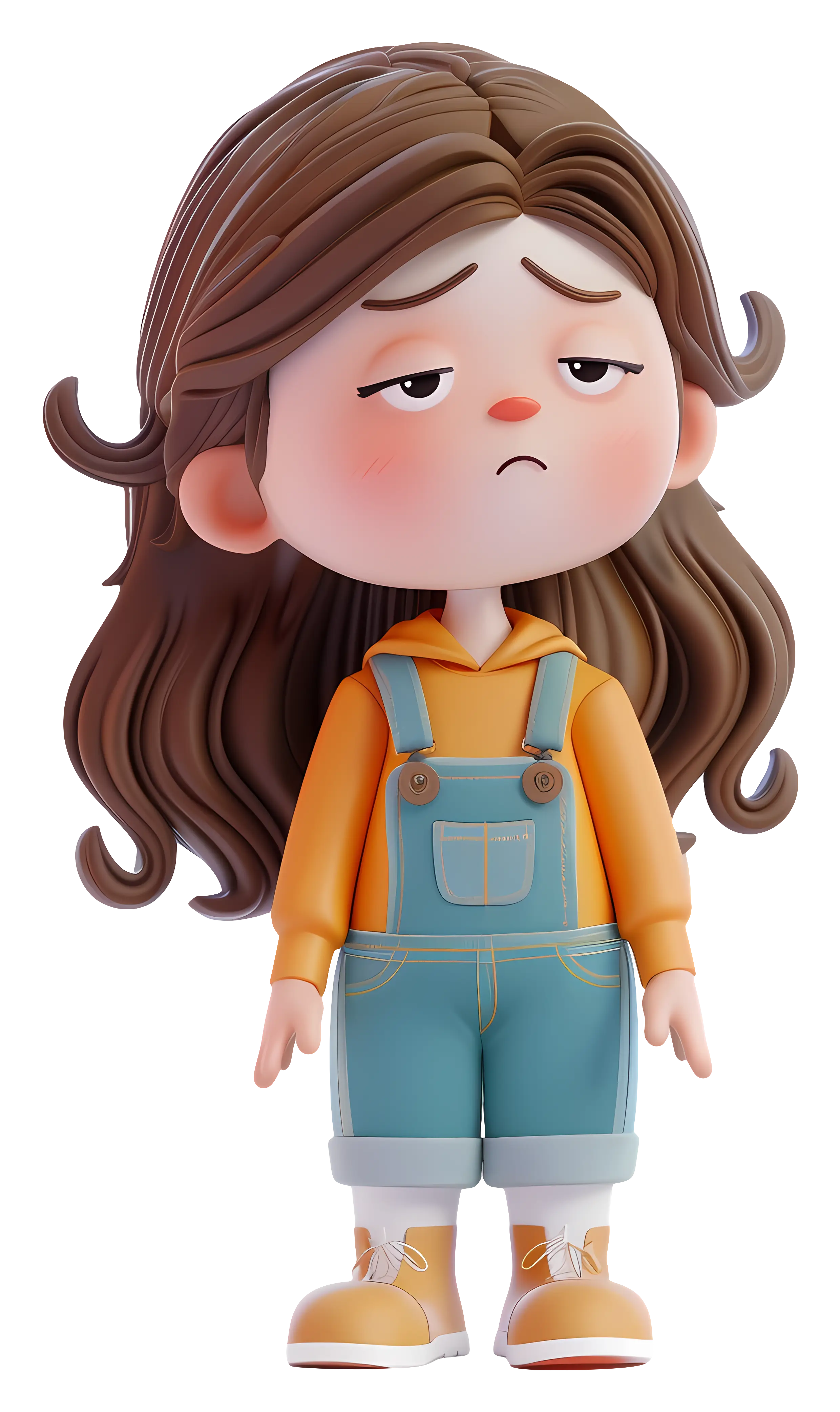 Sad Cartoon Girl Character