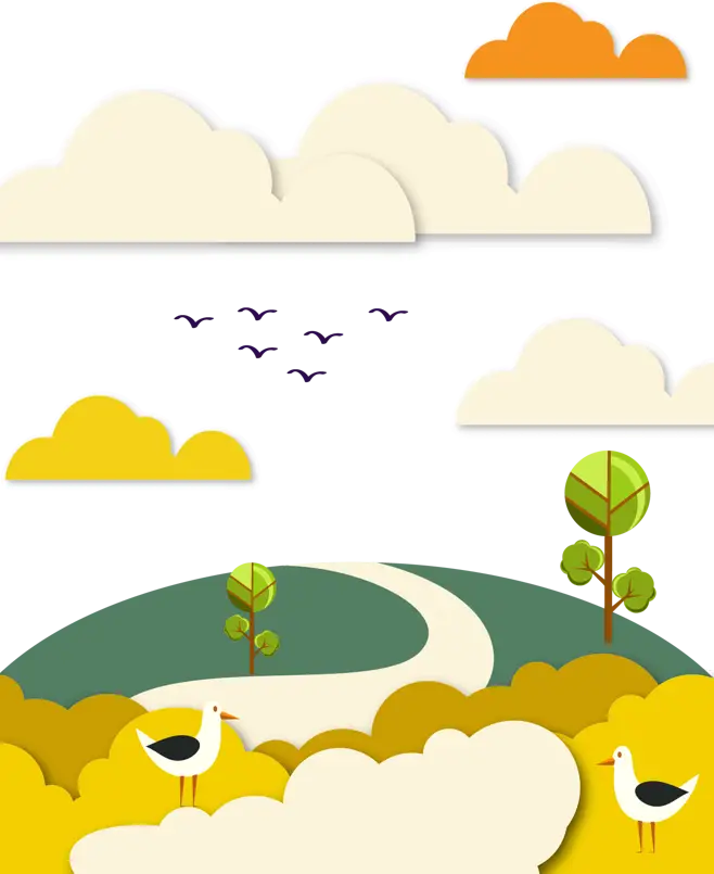 Scenic Landscape with Birds
