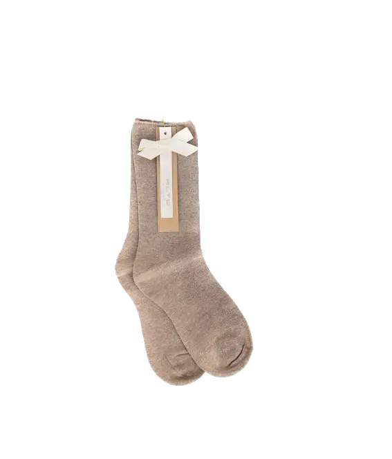 Beige Socks with Bow