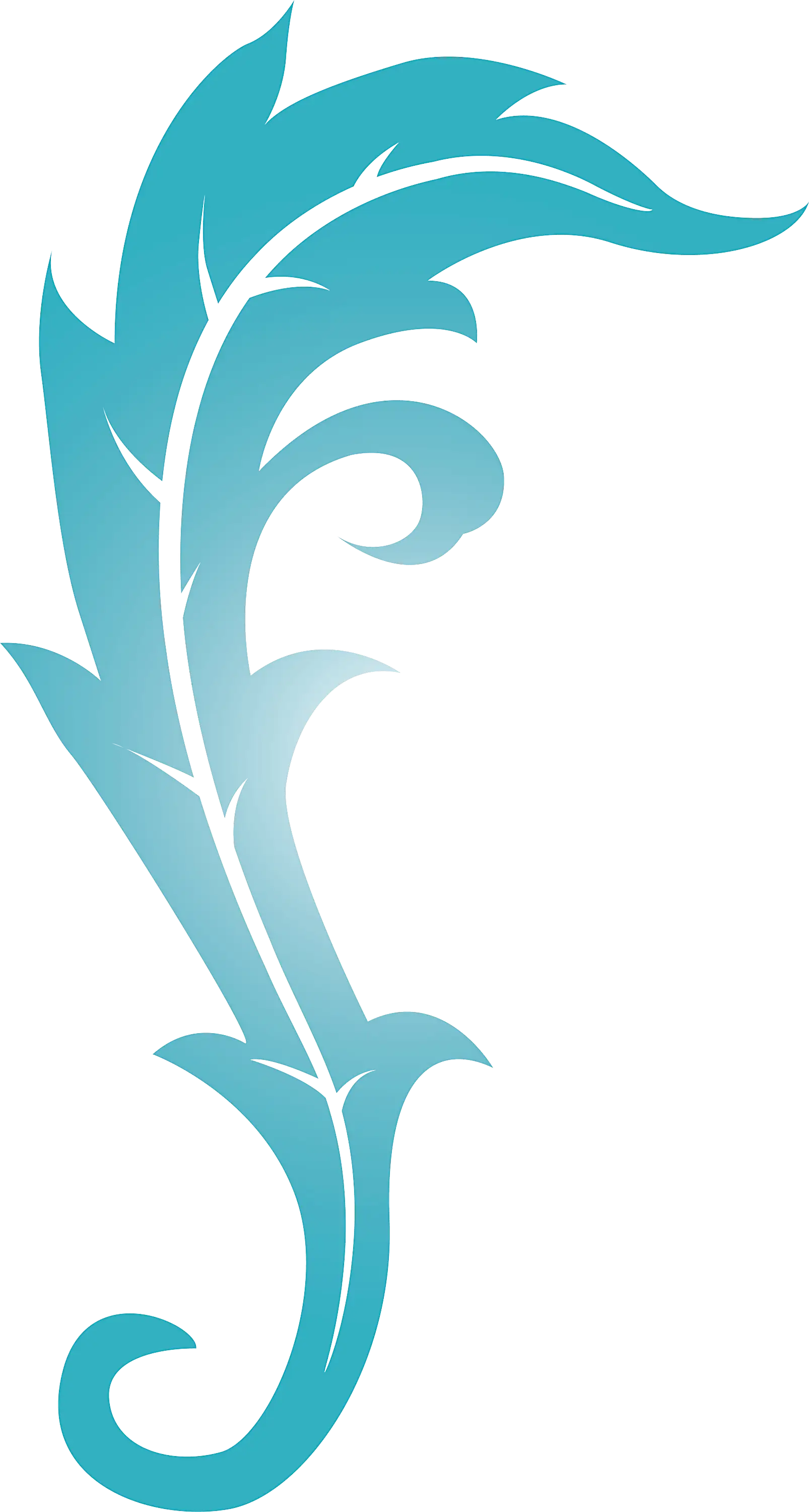 Blue Decorative Floral Curve