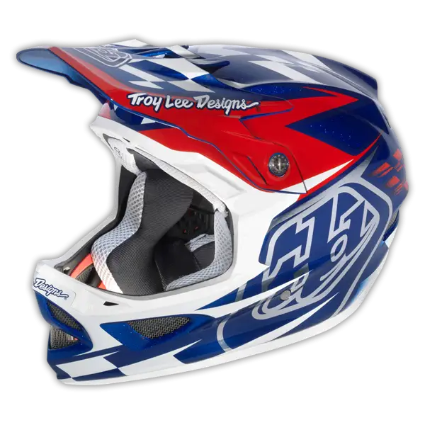 Red and Blue Motocross Helmet