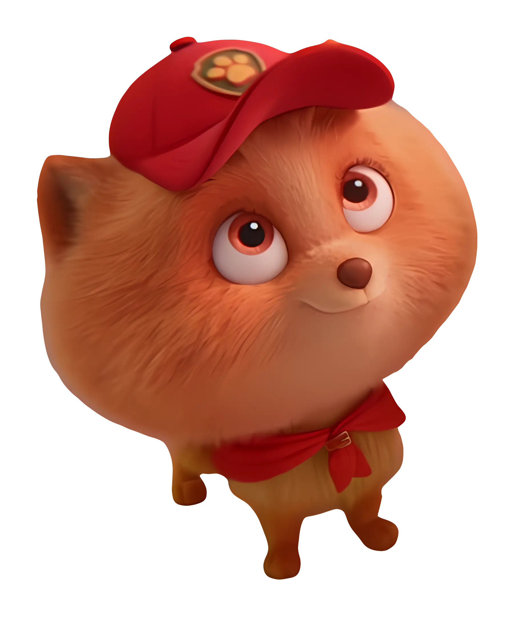 Cute Fox-Like Cartoon Pet with Red Cap