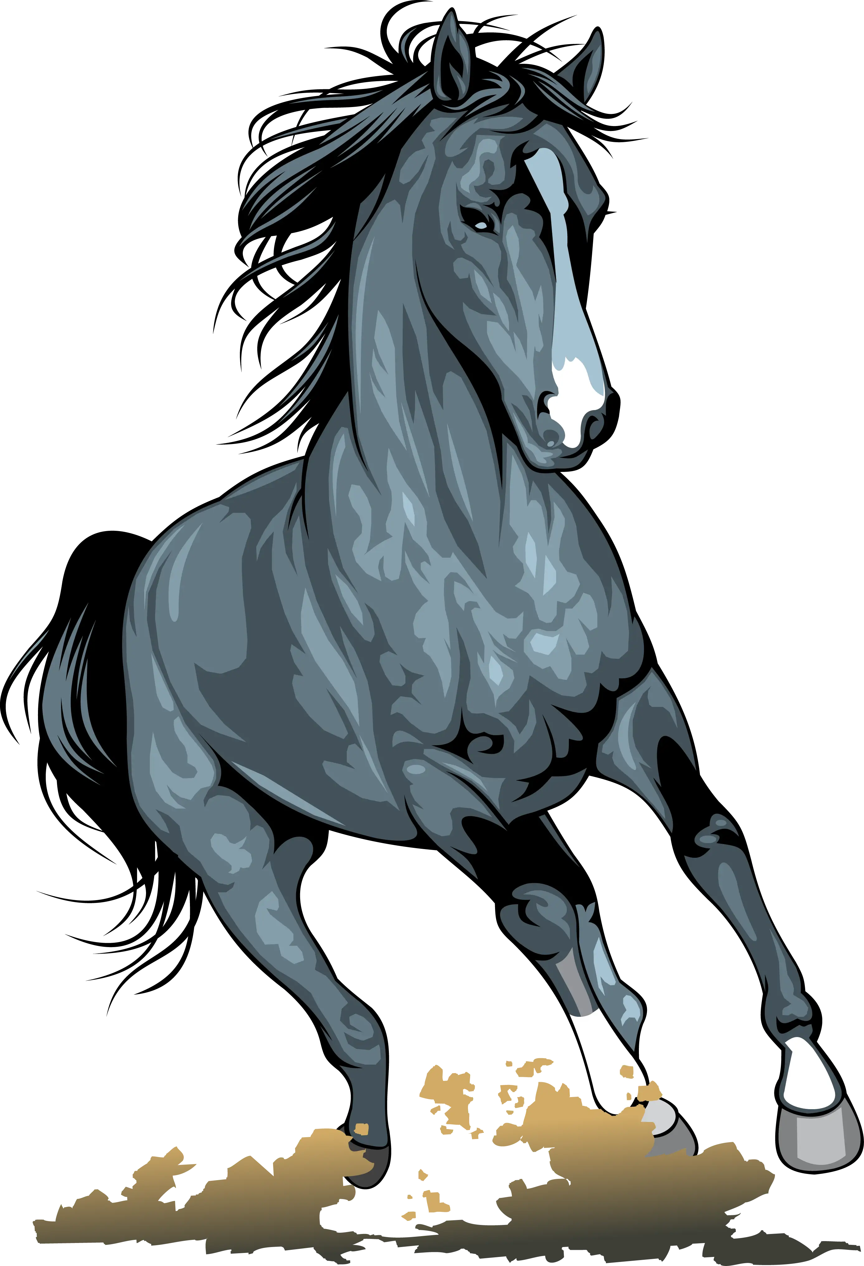 Dynamic Black Horse Running Illustration