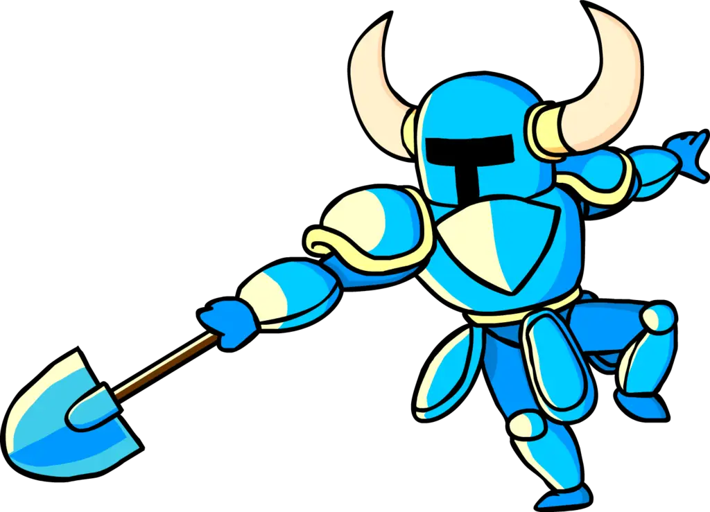 Cartoon Blue Knight with Shovel Illustration