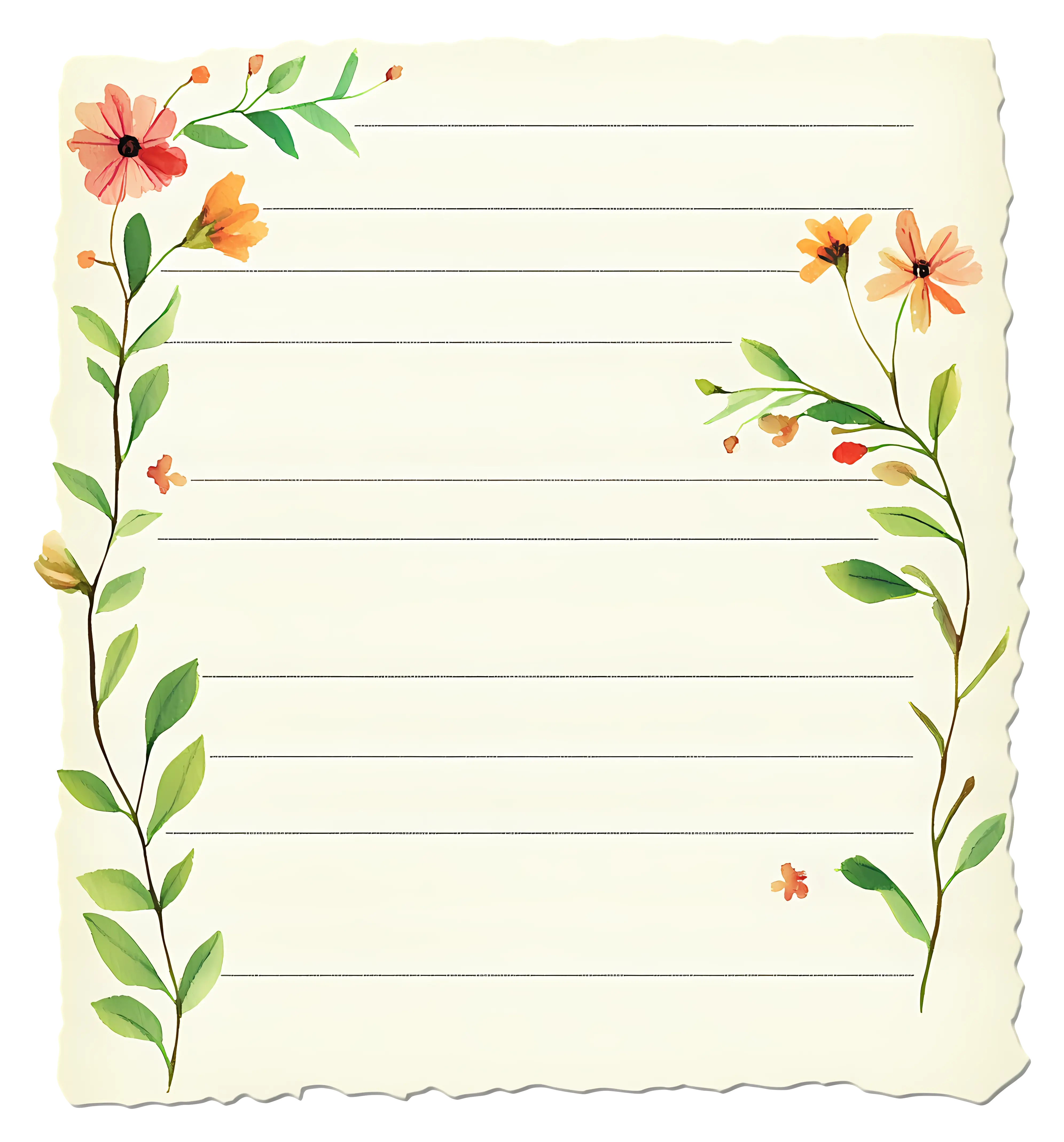 Floral Lined Stationery Paper