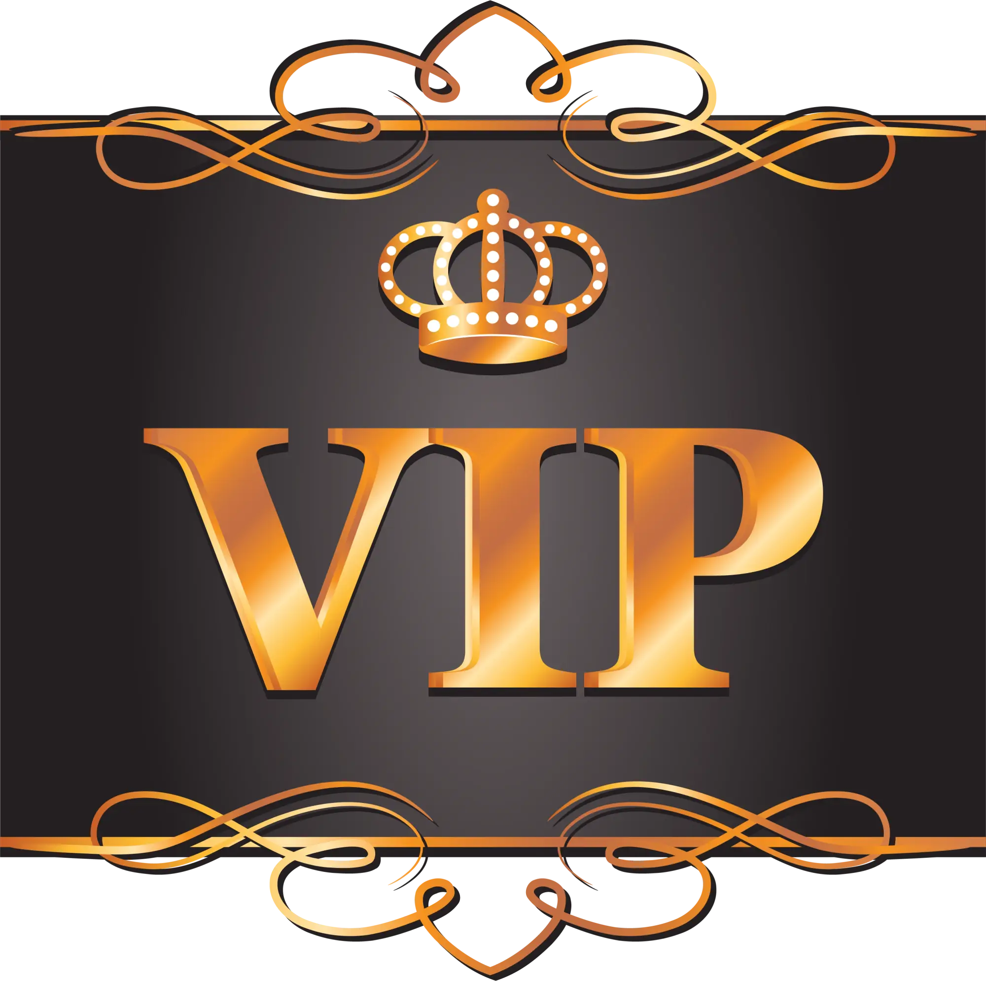 VIP Gold Lettering with Crown Design