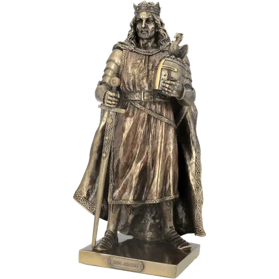 Bronze Knight Statue with Sword and Shield