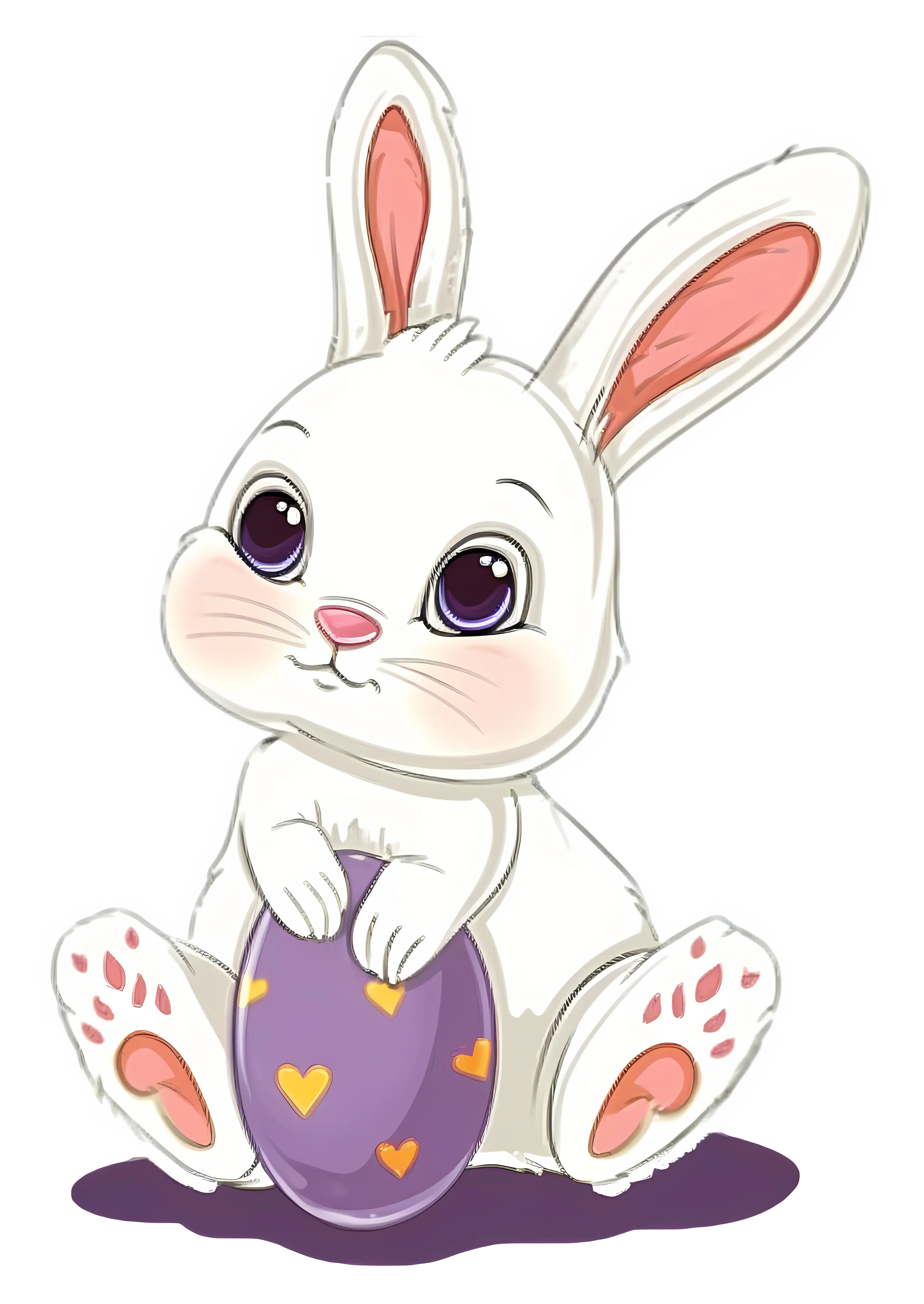 Cartoon Bunny Holding Colorful Egg
