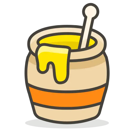 Cartoon-style Honey Jar with Yellow Drizzle