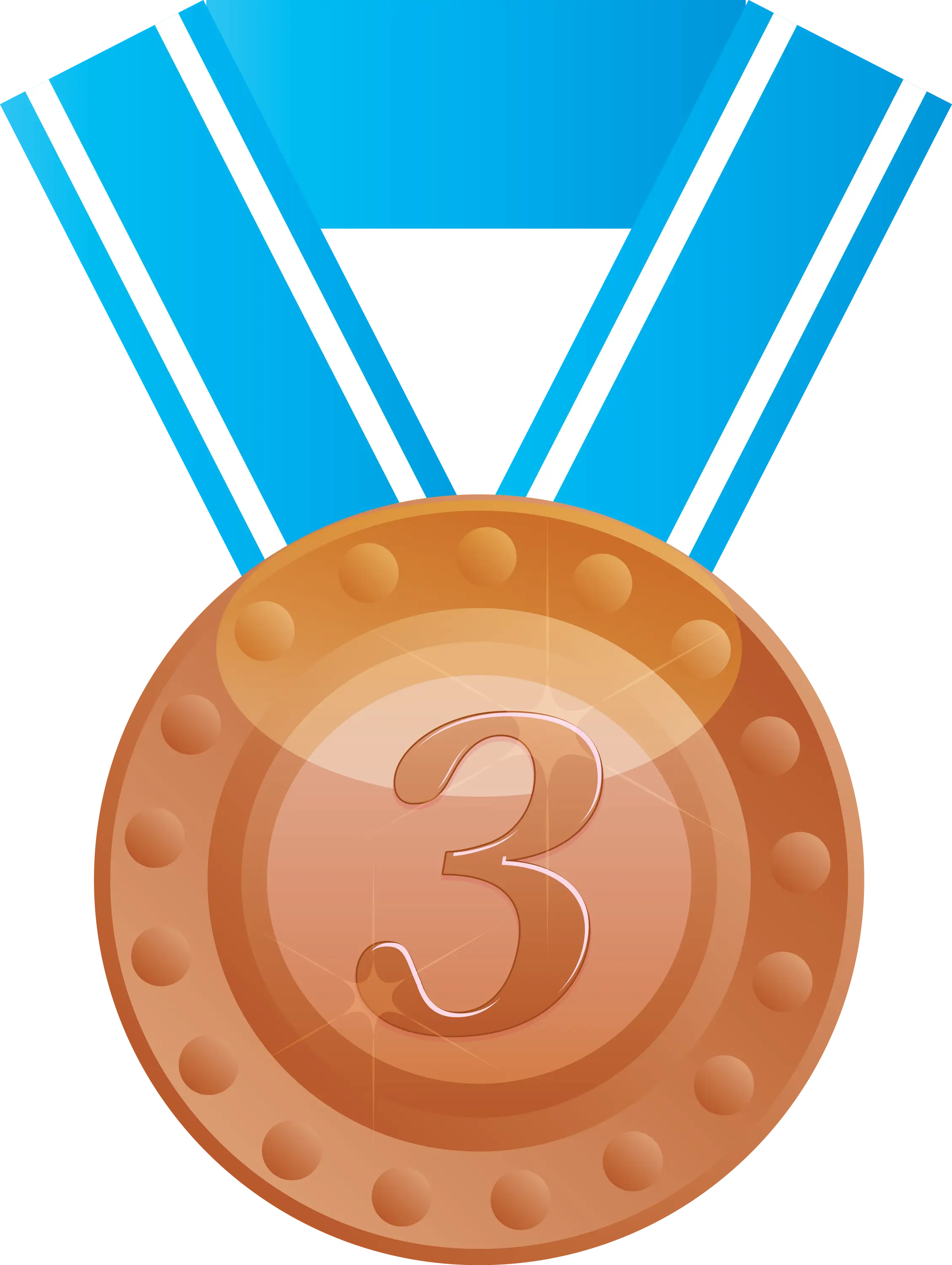 Bronze Third Place Medal With Blue Ribbon