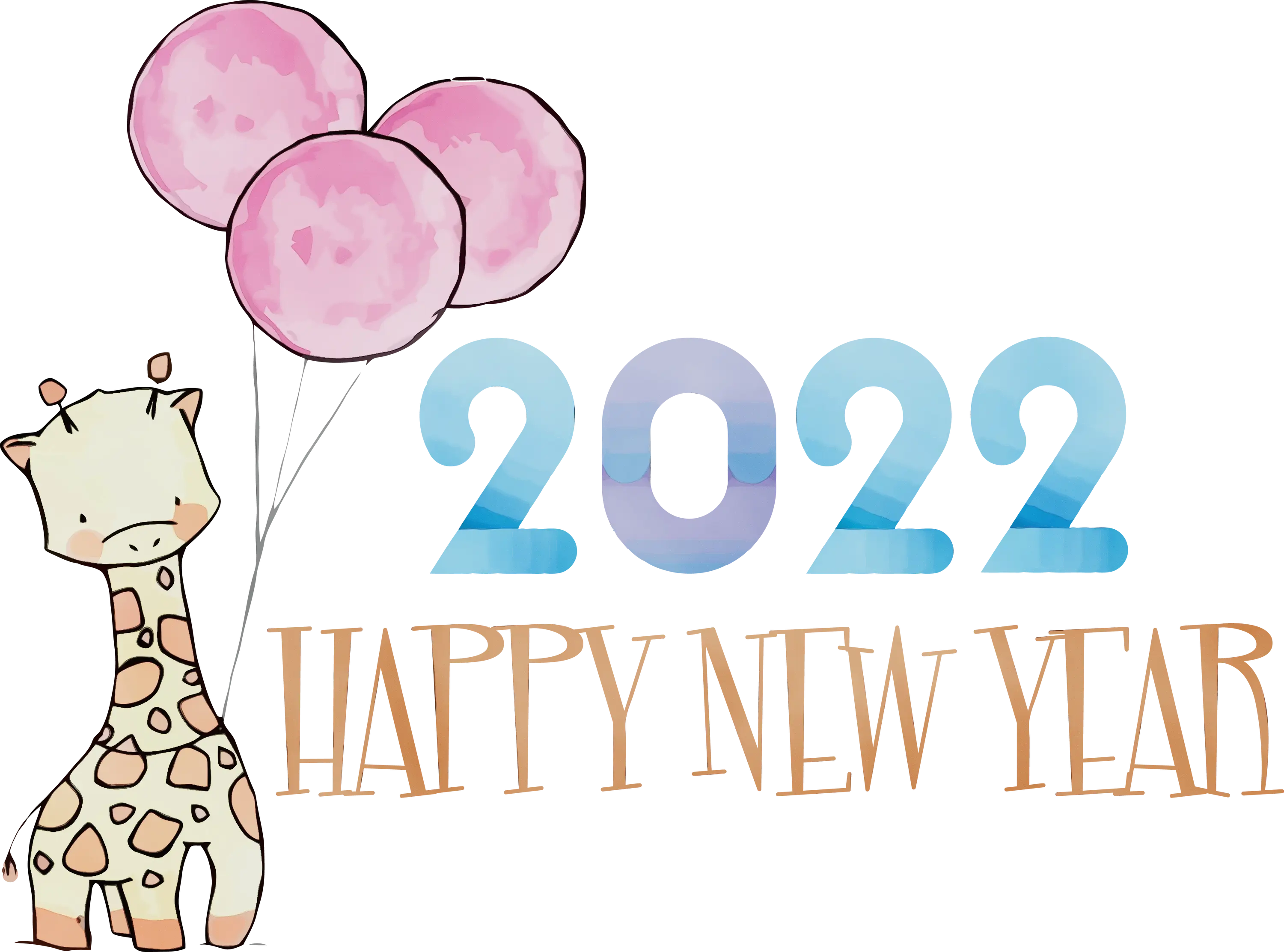 Giraffe with Balloons for 2022 New Year