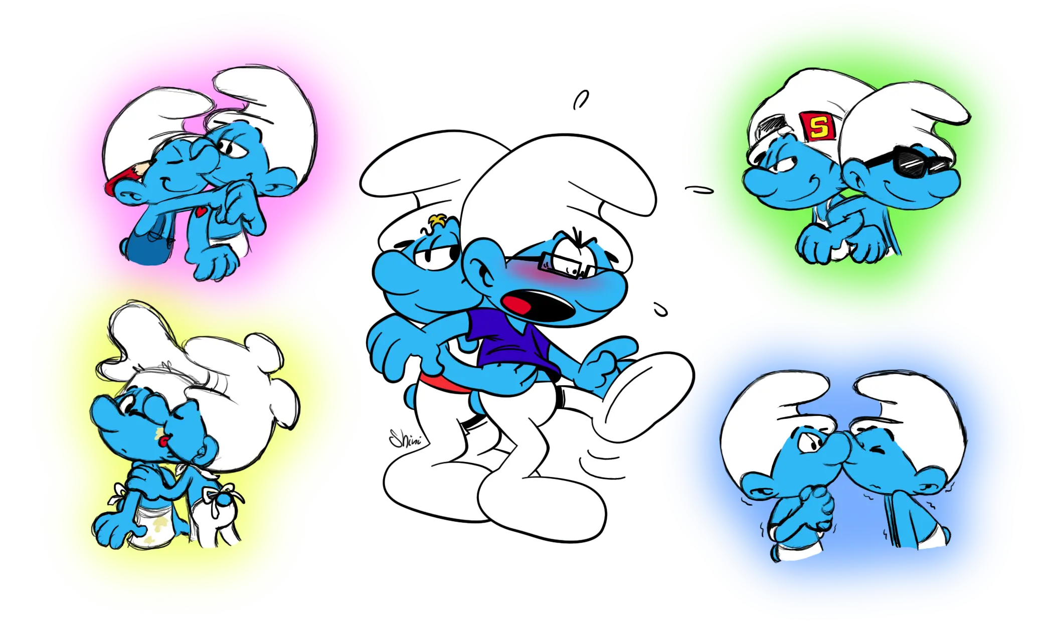 Various Smurfs Cartoon Characters