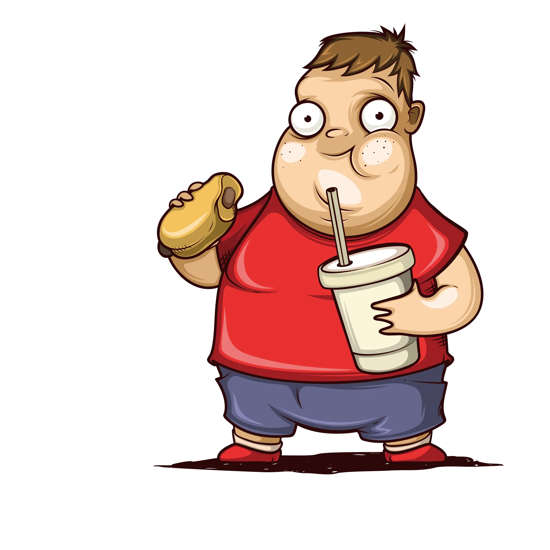 Cartoon Boy Eating and Drinking