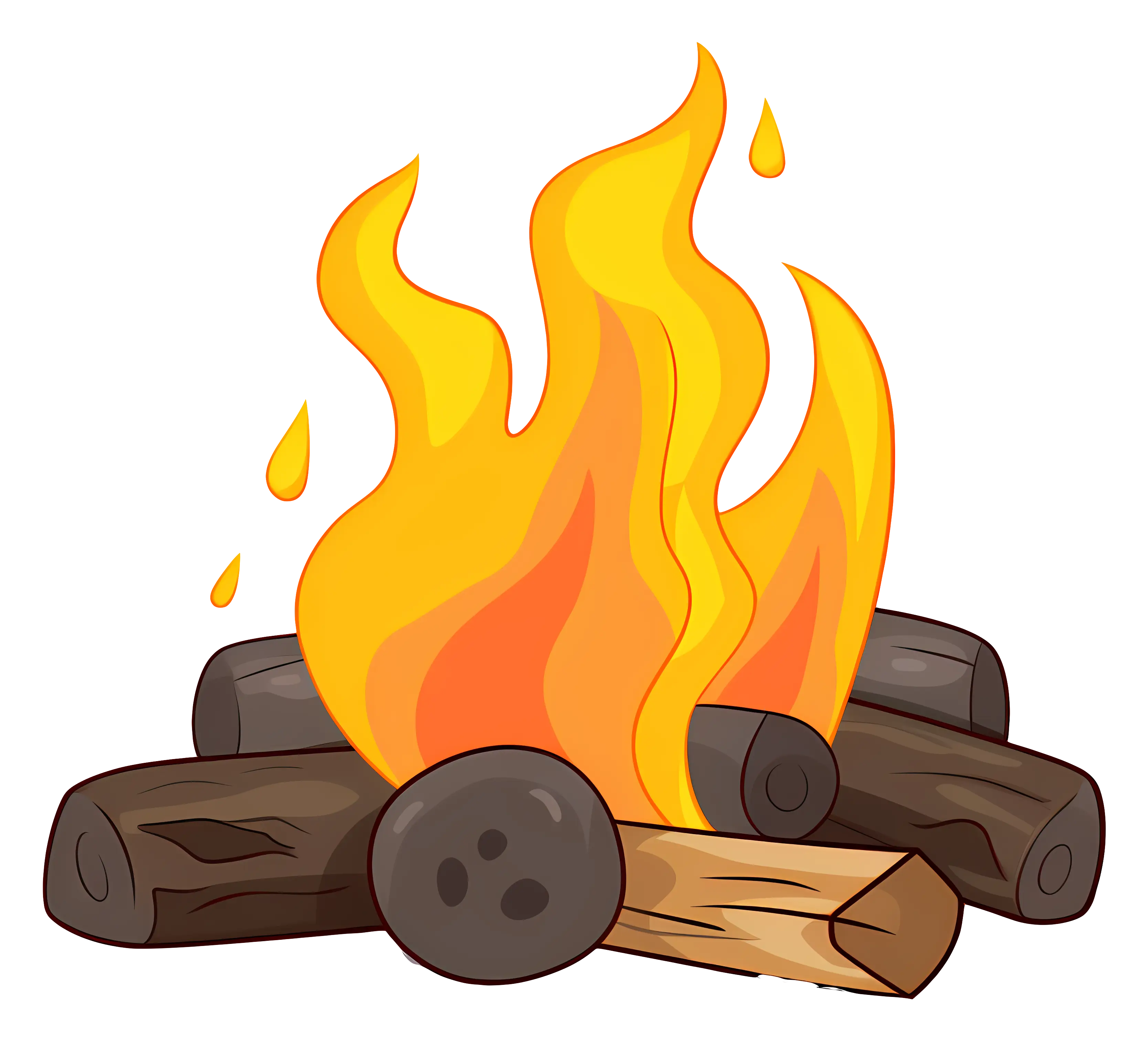 Campfire Flames on Wooden Logs