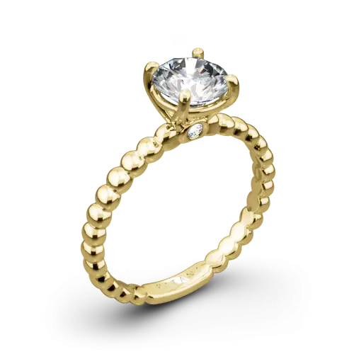 Gold Diamond Ring with Bead Design