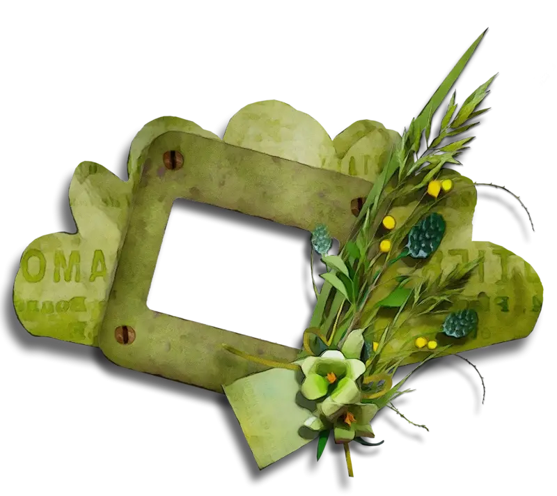 Green Floral Photo Frame with Botanical Decor
