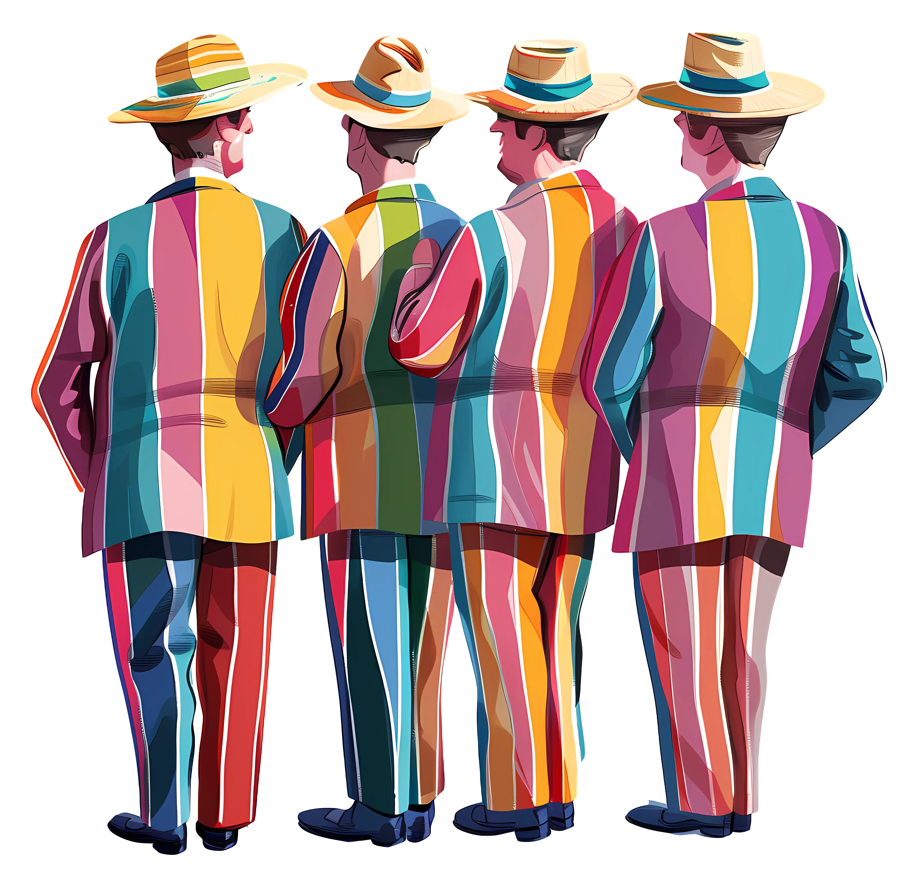 Men in Colorful Striped Suits