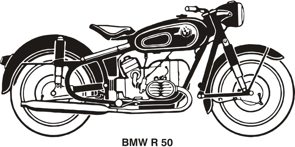 Vintage BMW R50 Motorcycle Illustration