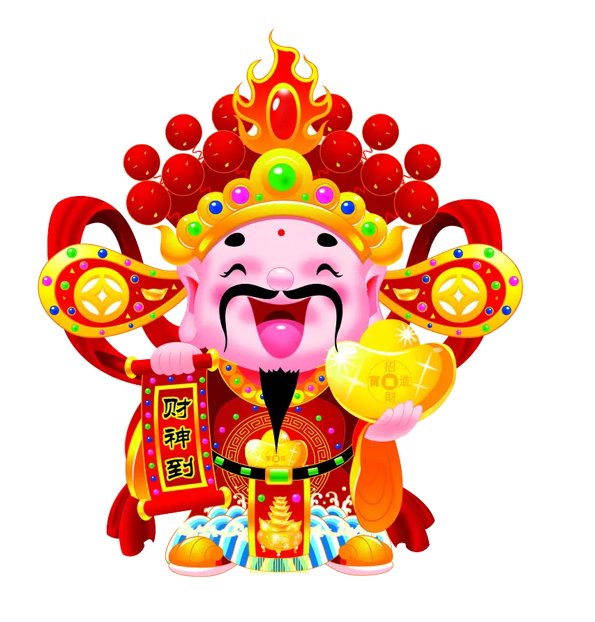 Colorful God of Wealth Holding Gold