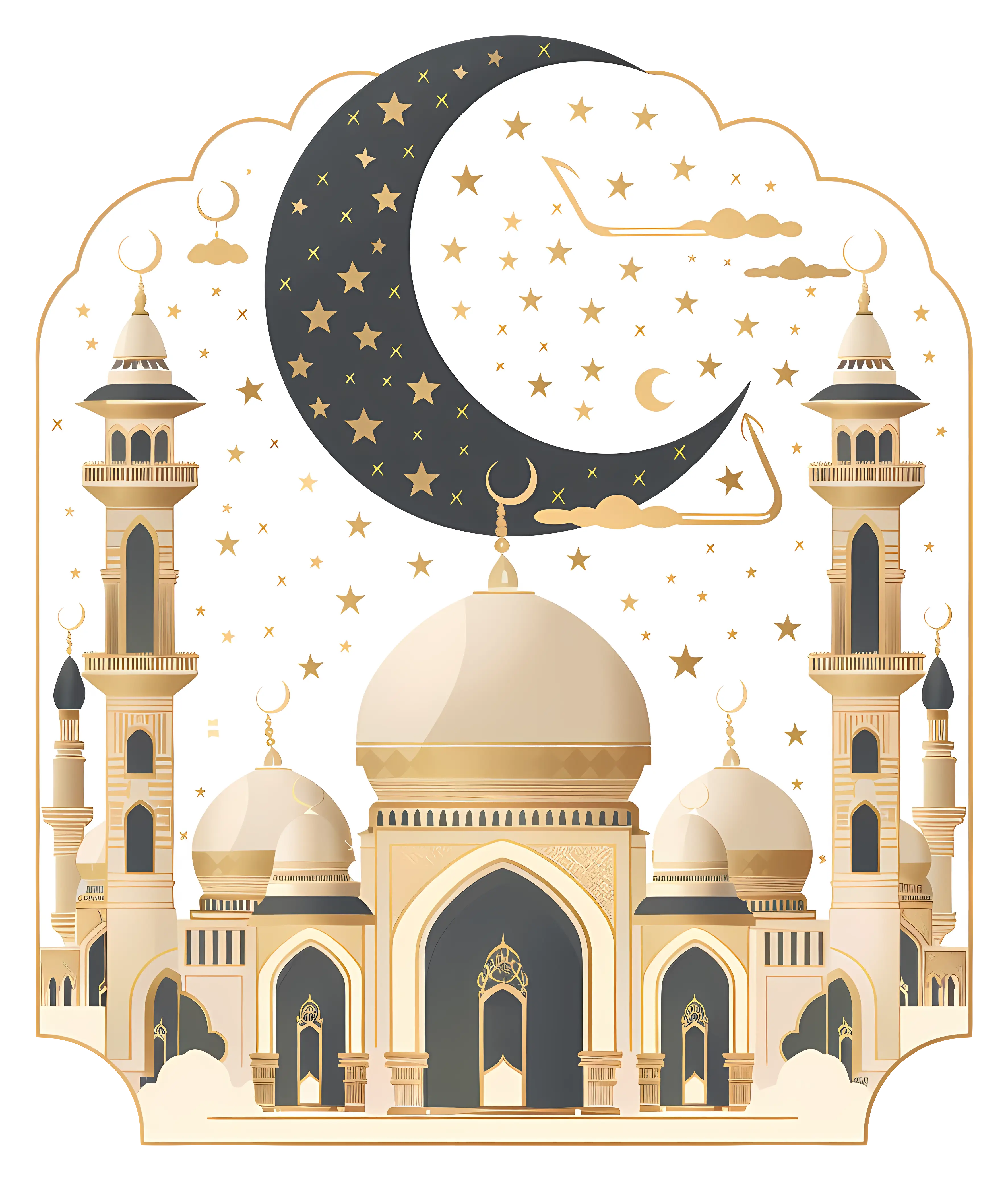 Beautiful Mosque with Crescent Moon