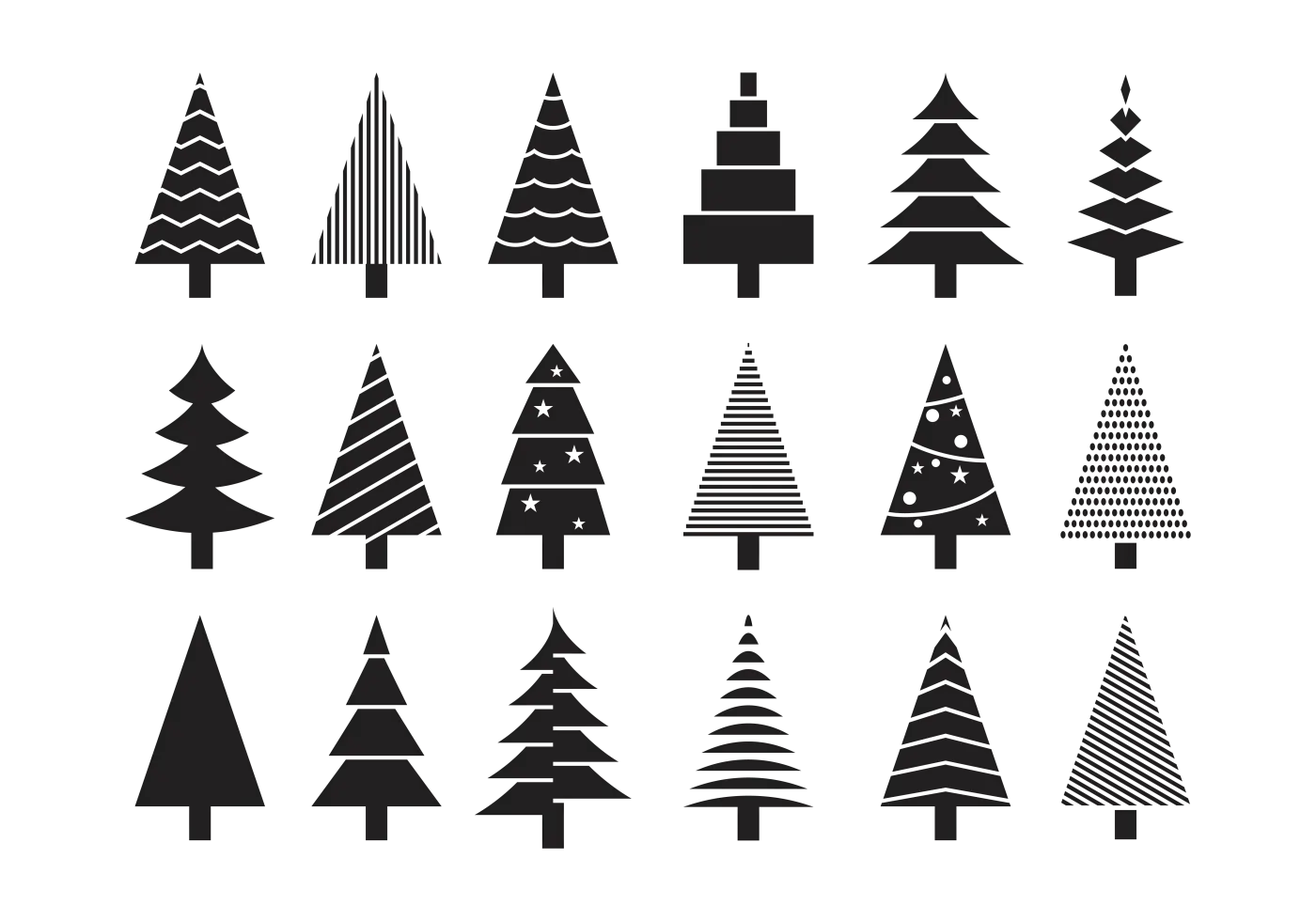 Black Silhouette Christmas Trees