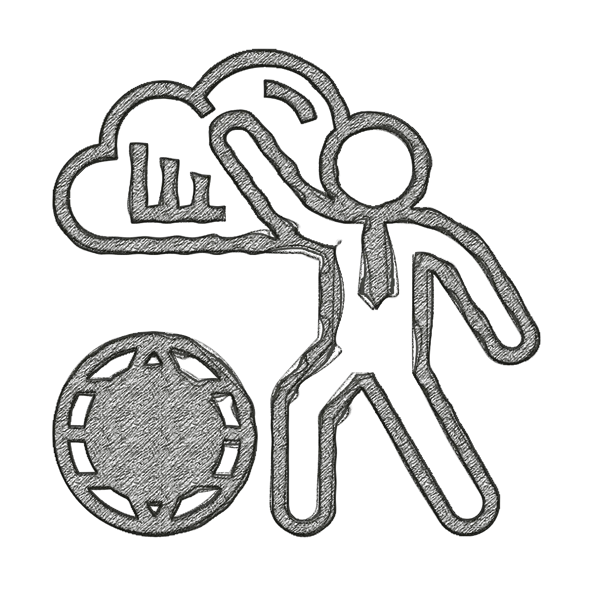 Cloud Computing with User and Graph Icon
