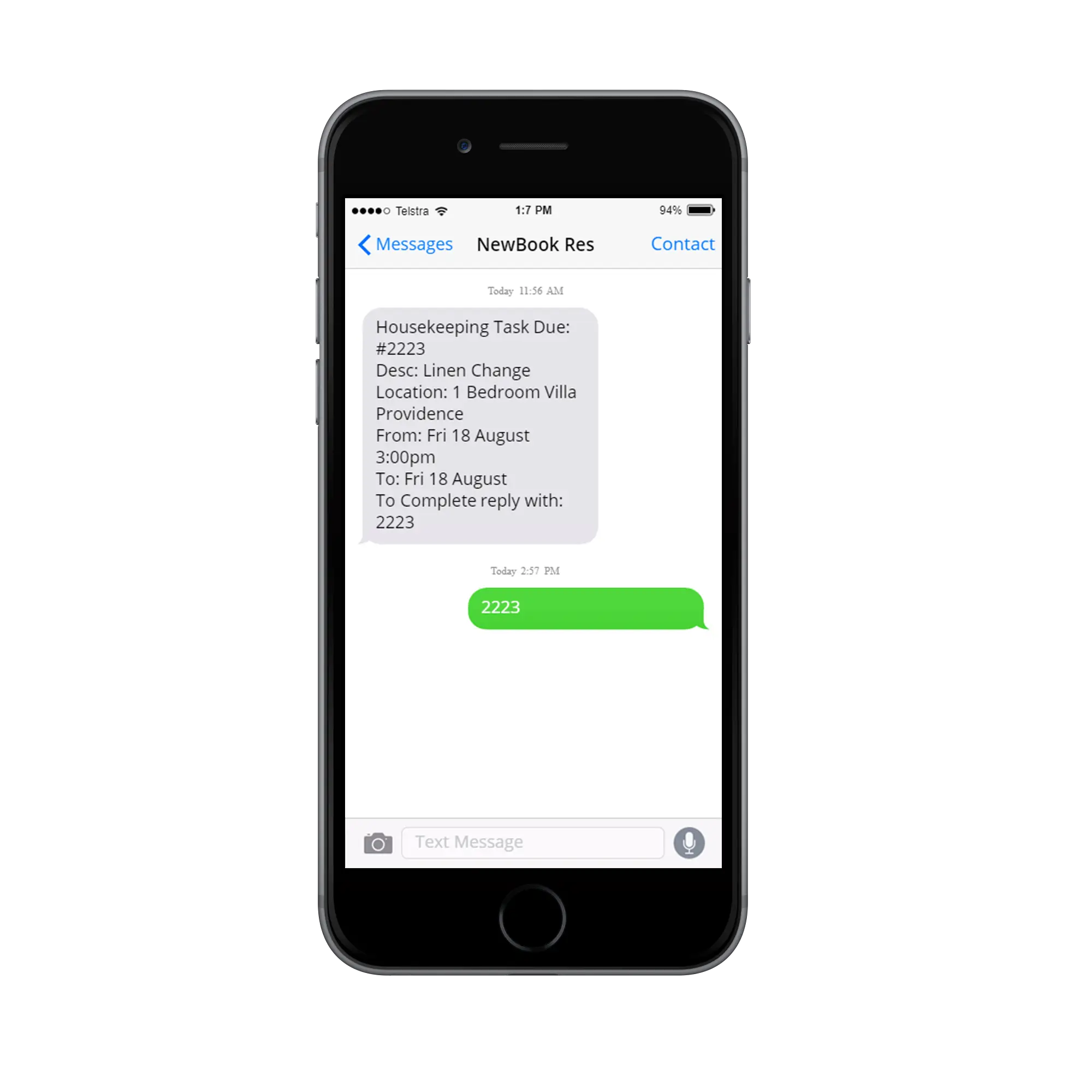 Smartphone Screen Showing Text Message Conversation