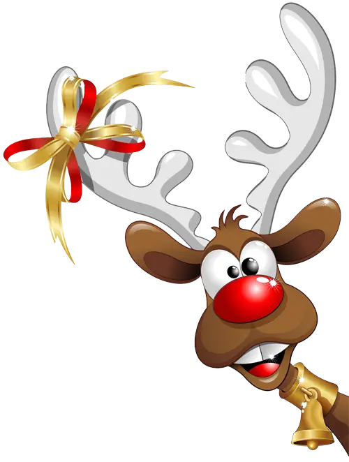 Festive Cartoon Reindeer with Ribbon