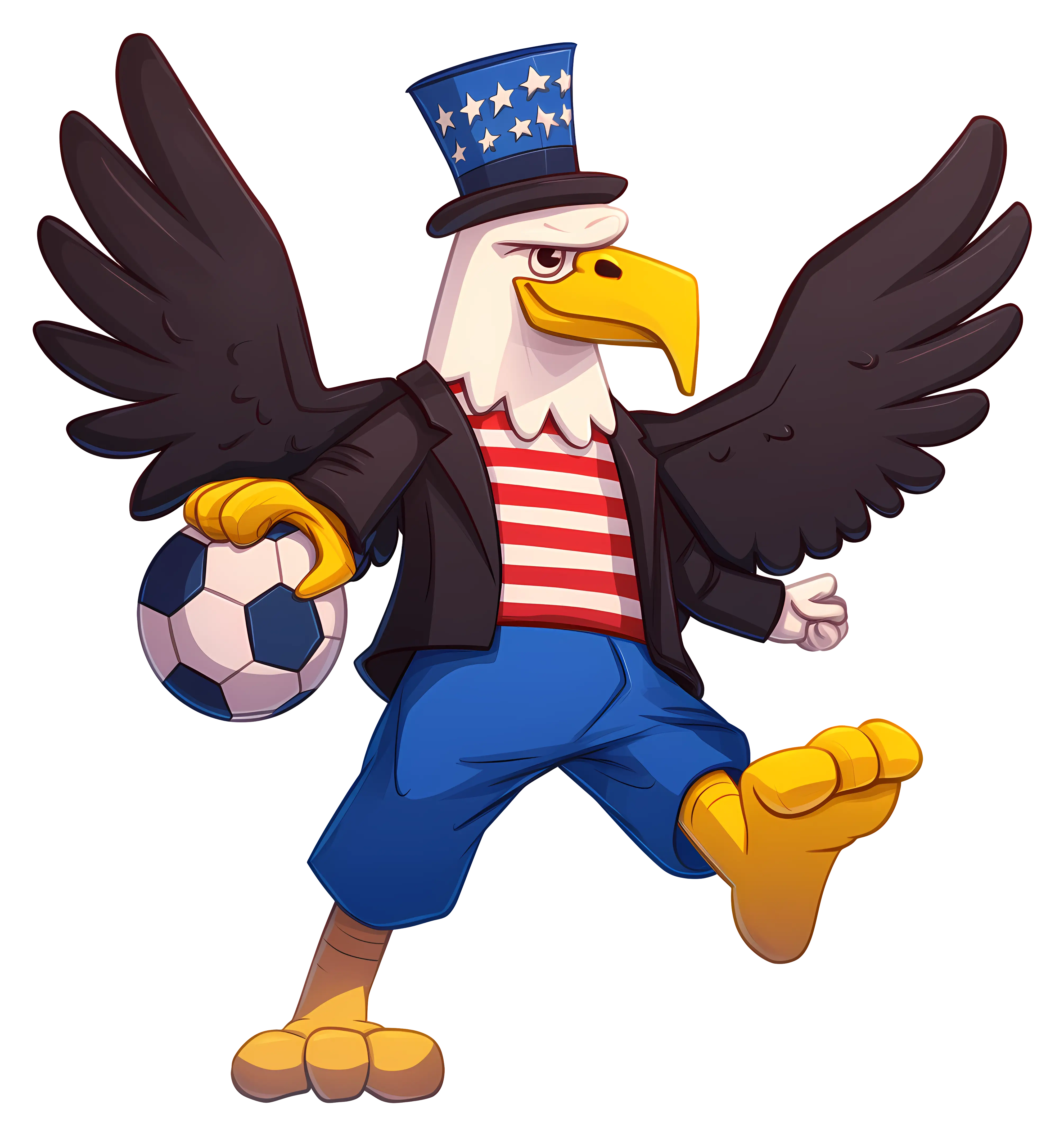 Eagle Playing Soccer with Patriotic Spirit
