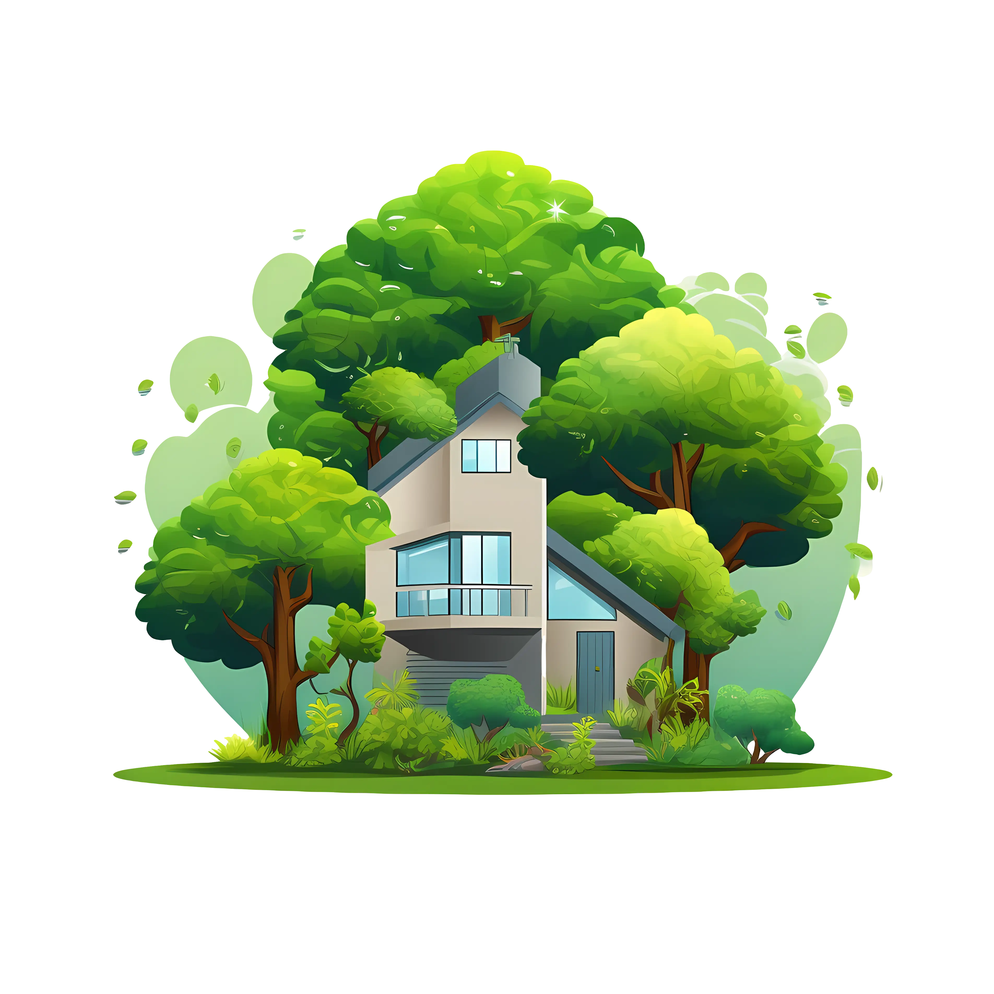 Modern House Surrounded by Lush Green Trees
