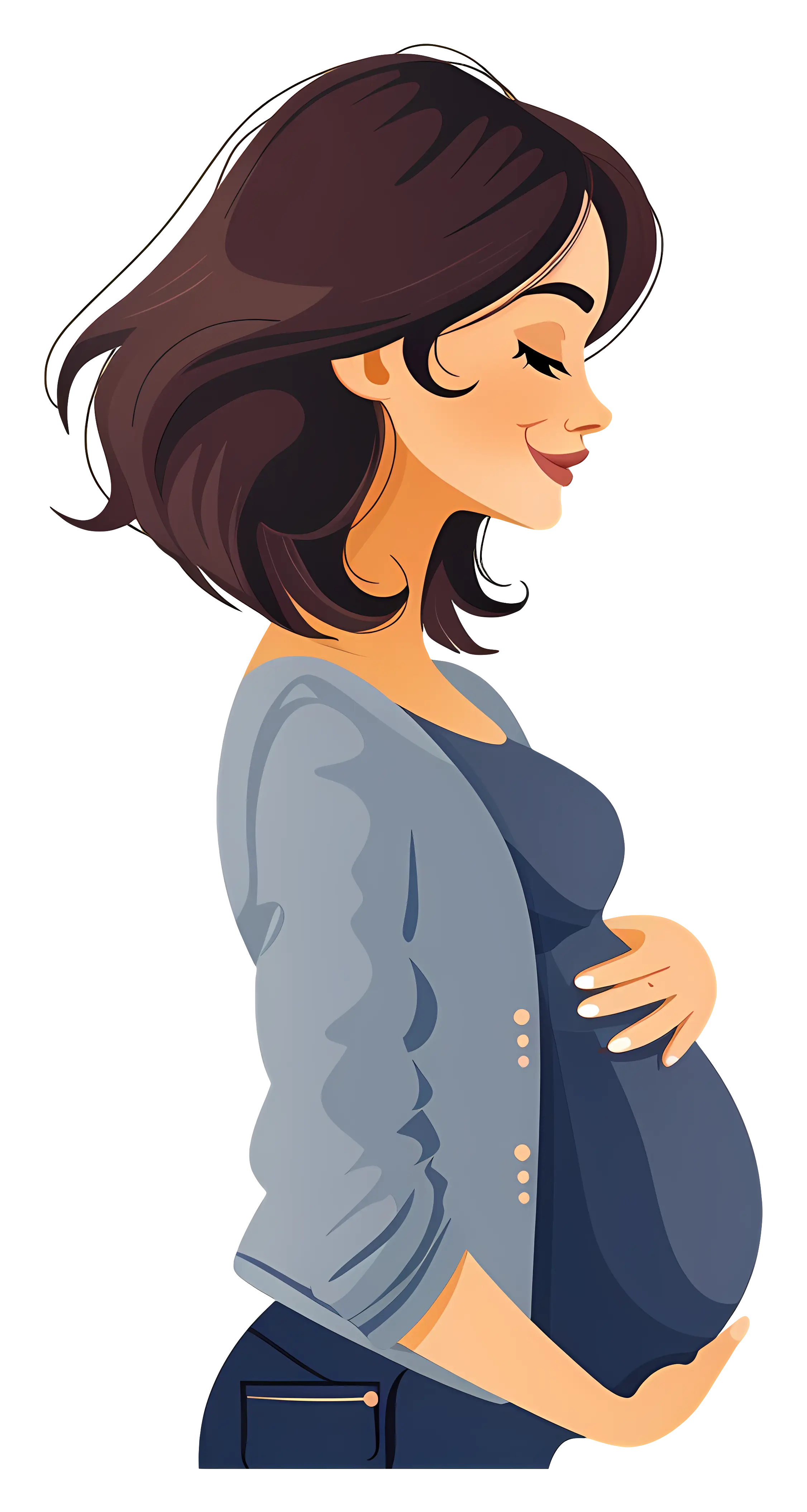 Pregnant Woman Cartoon Illustration